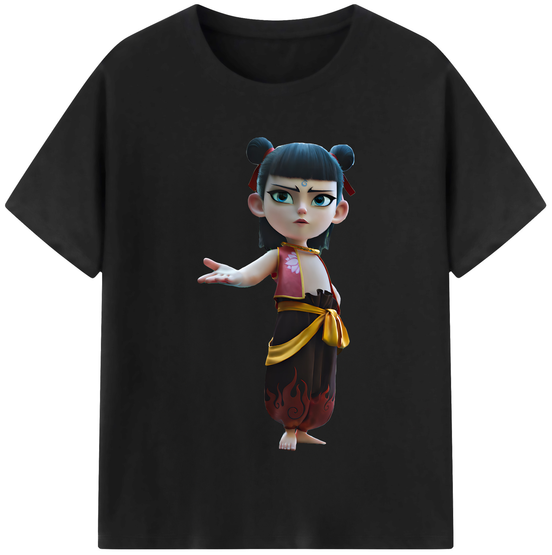 （画像用） Ne Zha 2 ナタ 魔童の大暴れ 綿100％半袖Tシャツ（フロントプリント）