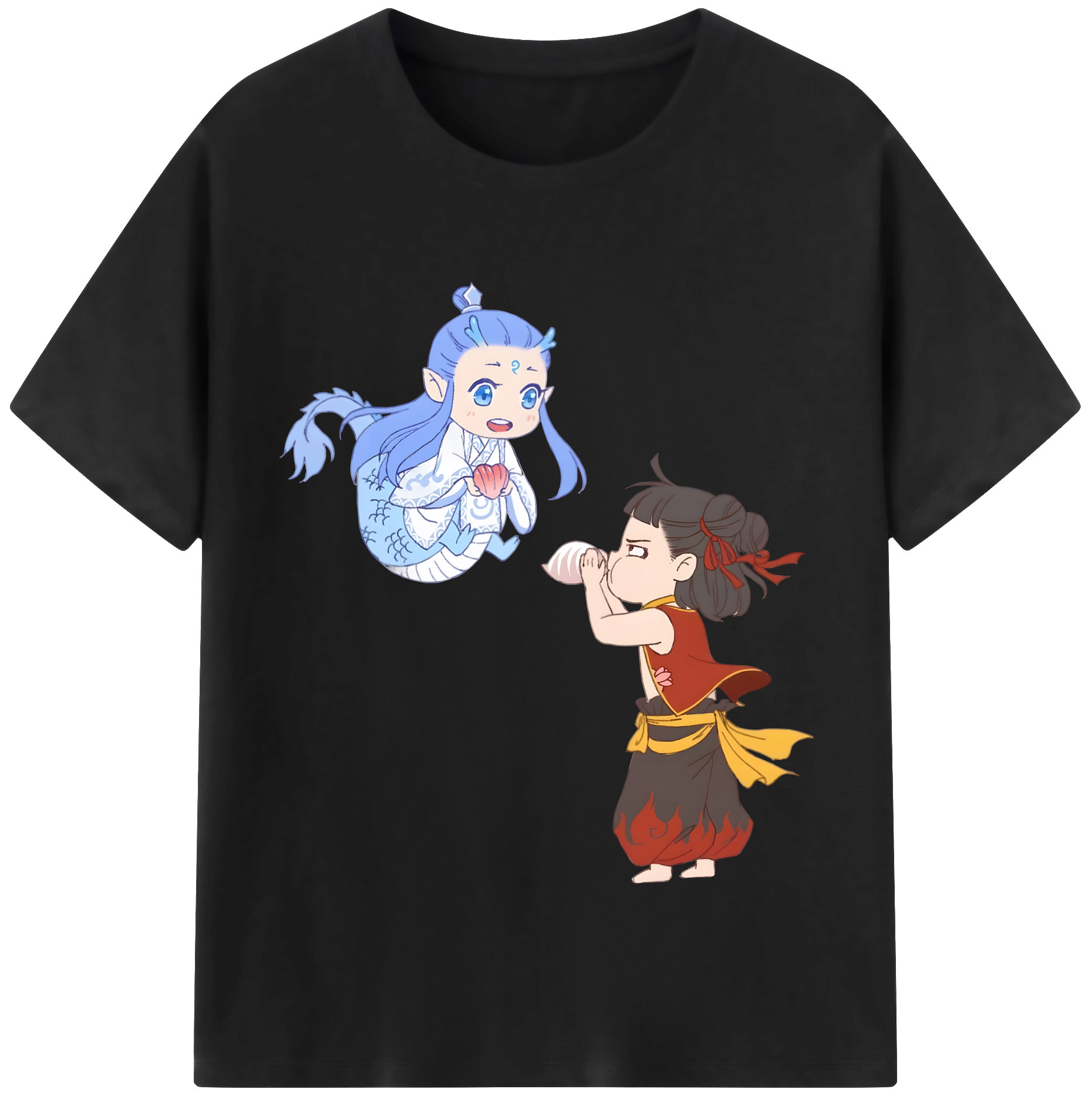 （画像用） Ne Zha 2 ナタ 魔童の大暴れ 綿100％半袖Tシャツ（フロントプリント）