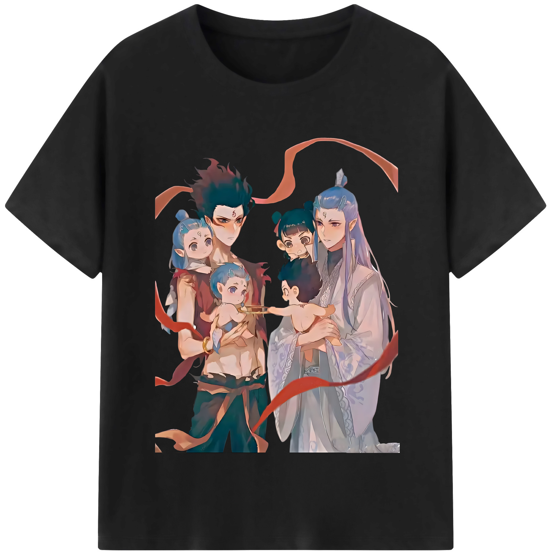 （画像用） Ne Zha 2 ナタ 魔童の大暴れ 綿100％半袖Tシャツ（フロントプリント）