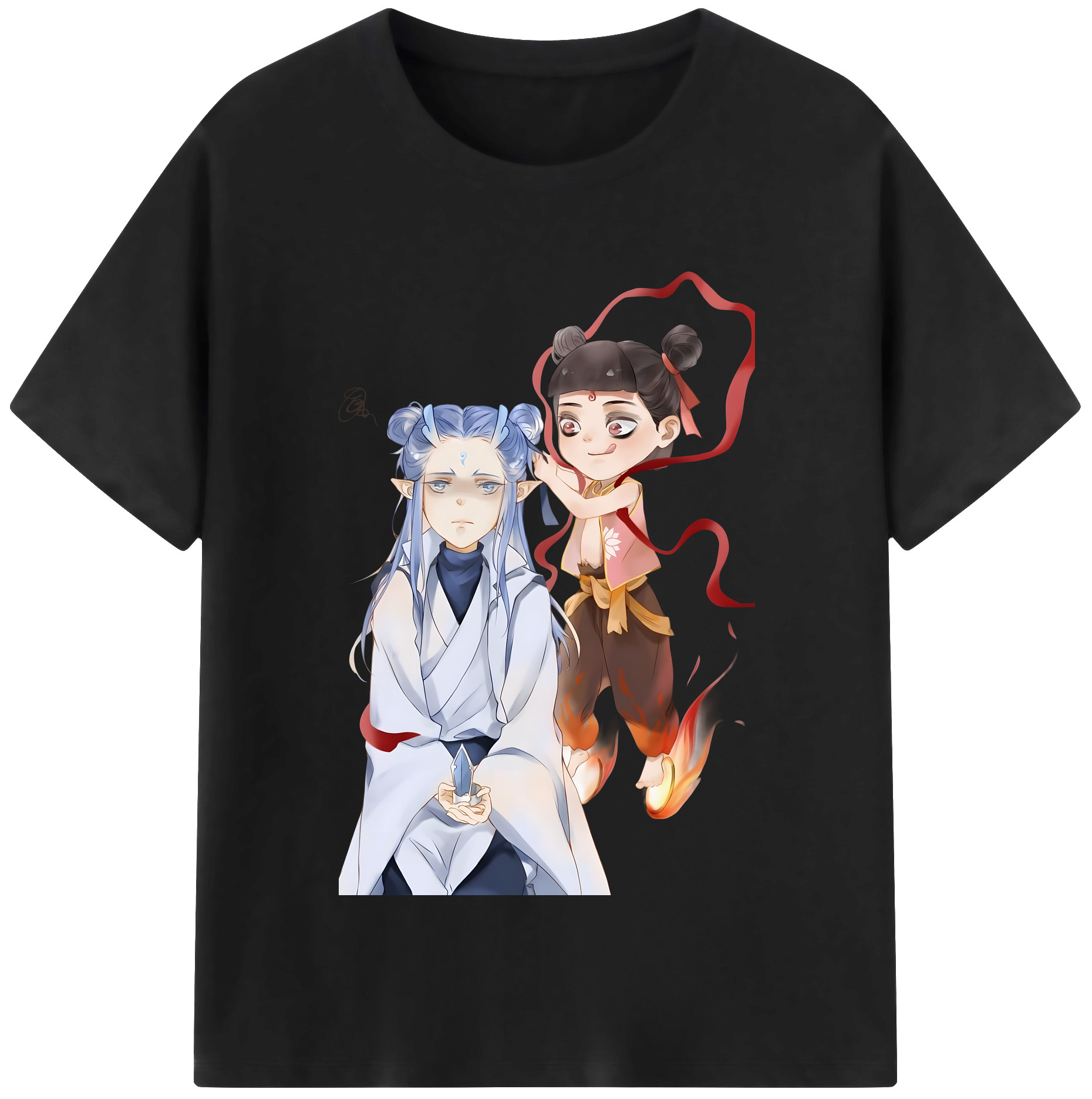 （画像用） Ne Zha 2 ナタ 魔童の大暴れ 綿100％半袖Tシャツ（フロントプリント）
