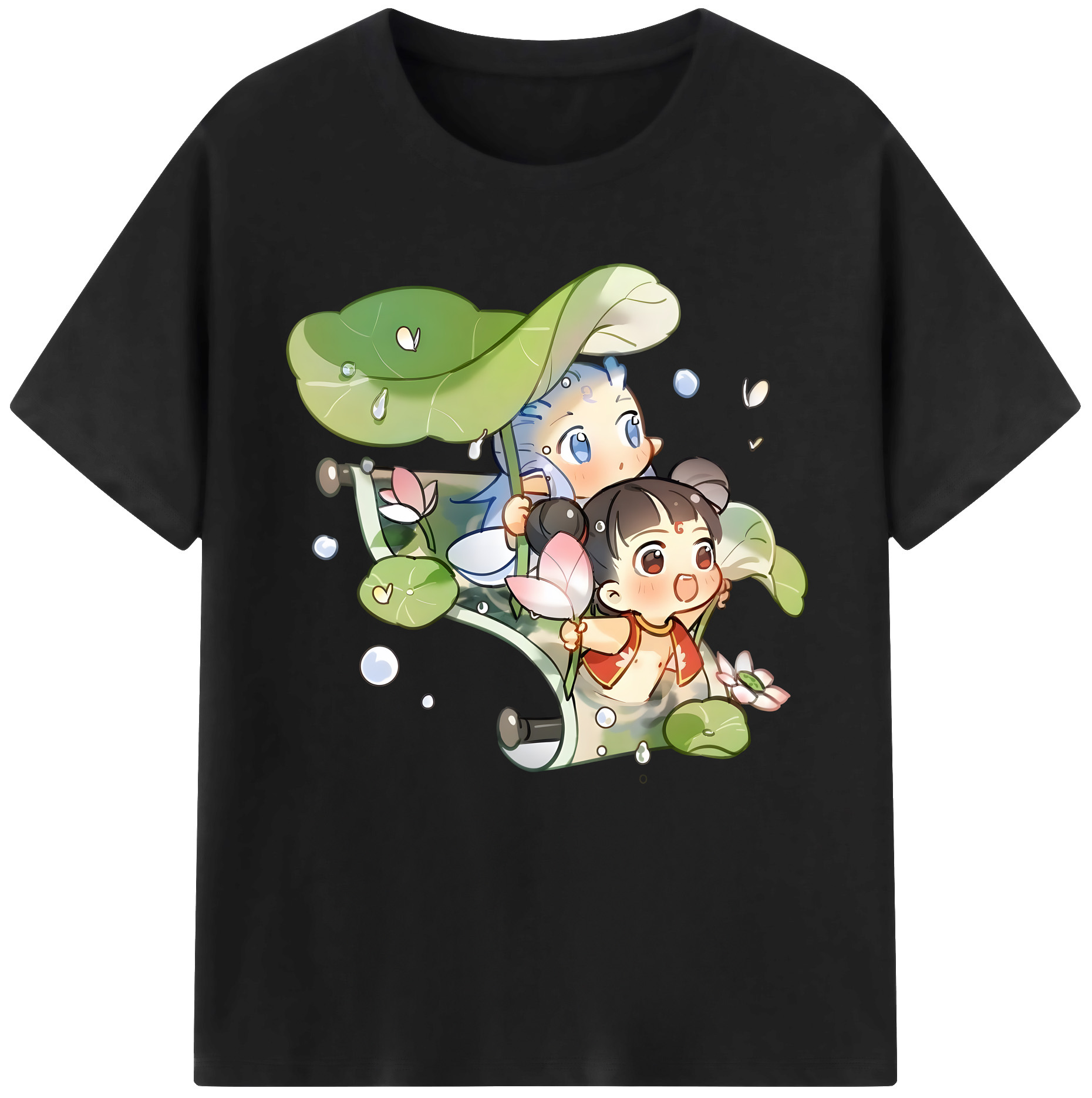 （画像用） Ne Zha 2 ナタ 魔童の大暴れ 綿100％半袖Tシャツ（フロントプリント）