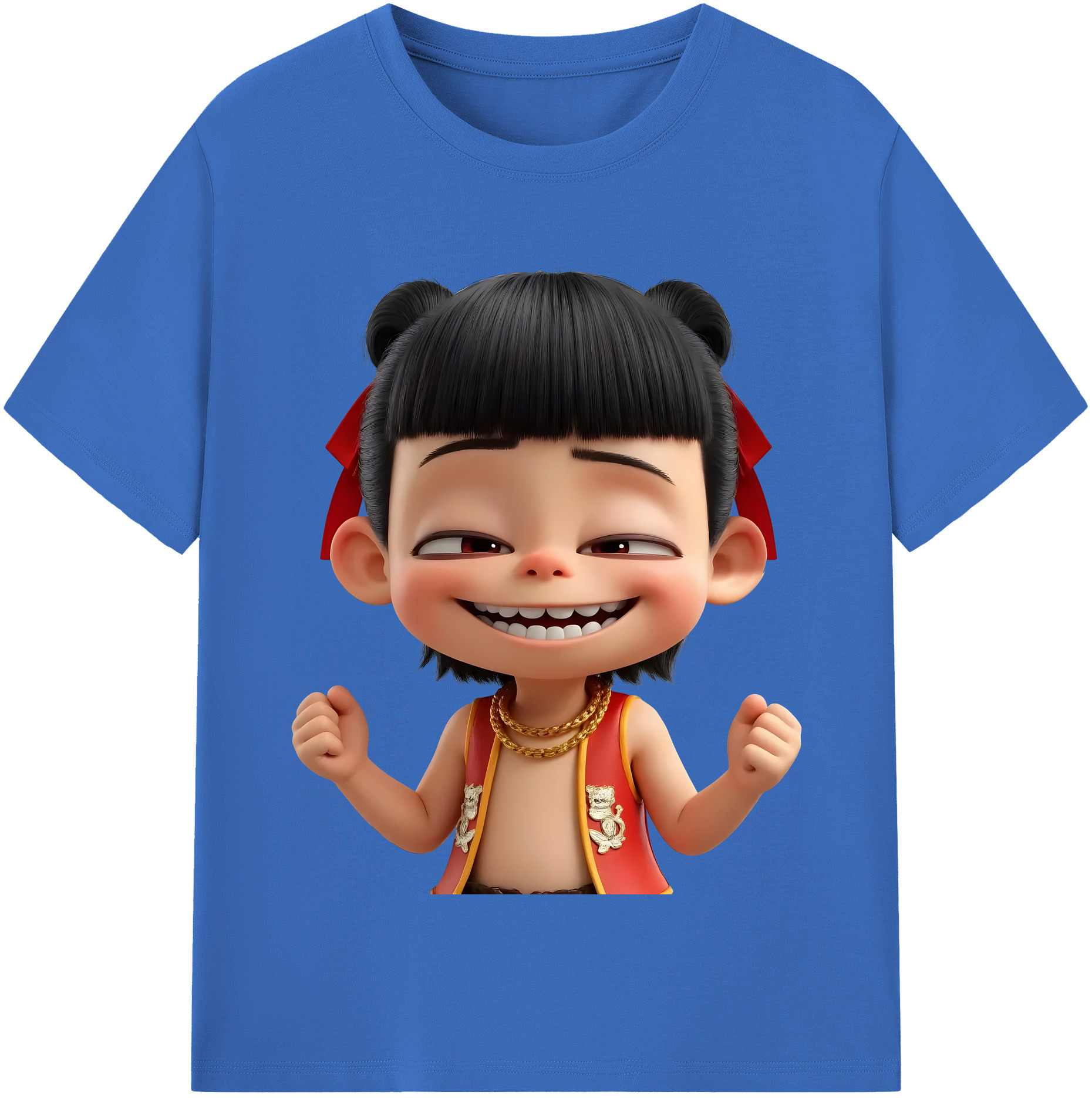 （画像用） Ne Zha 2 ナタ 魔童の大暴れ 綿100％半袖Tシャツ（フロントプリント）