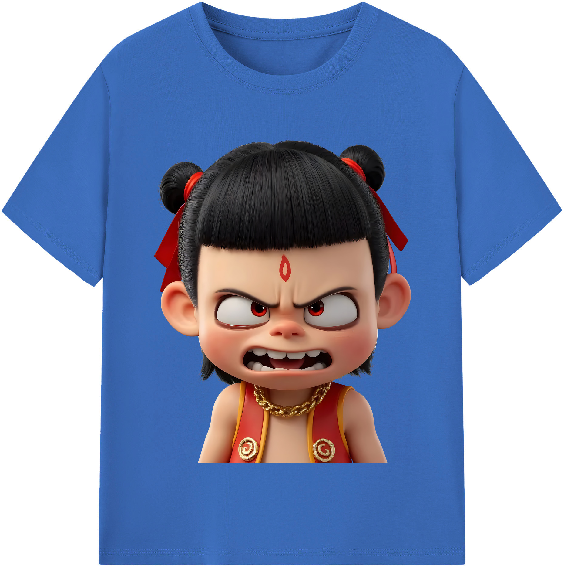 （画像用） Ne Zha 2 ナタ 魔童の大暴れ 綿100％半袖Tシャツ（フロントプリント）