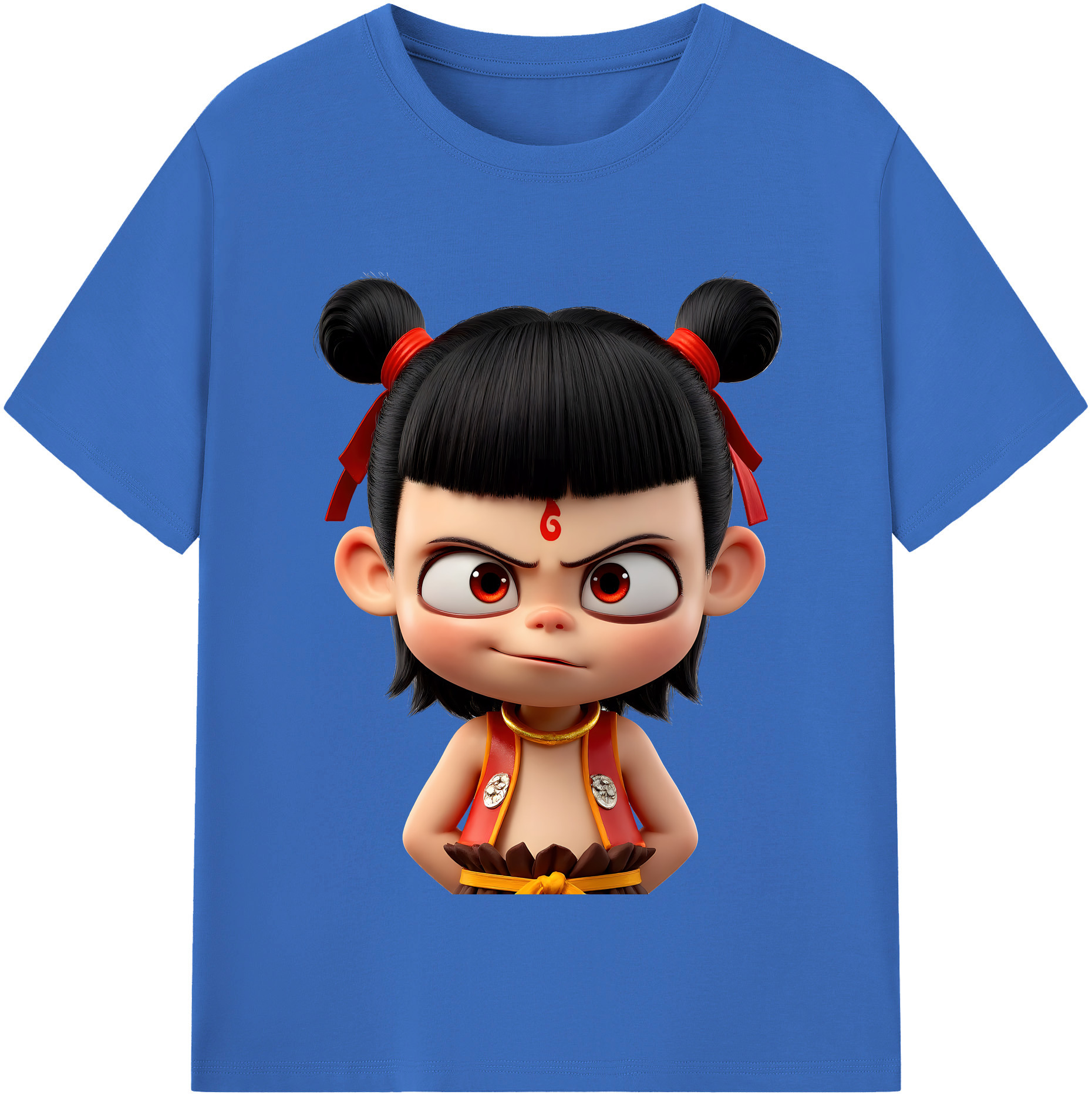 （画像用） Ne Zha 2 ナタ 魔童の大暴れ 綿100％半袖Tシャツ（フロントプリント）