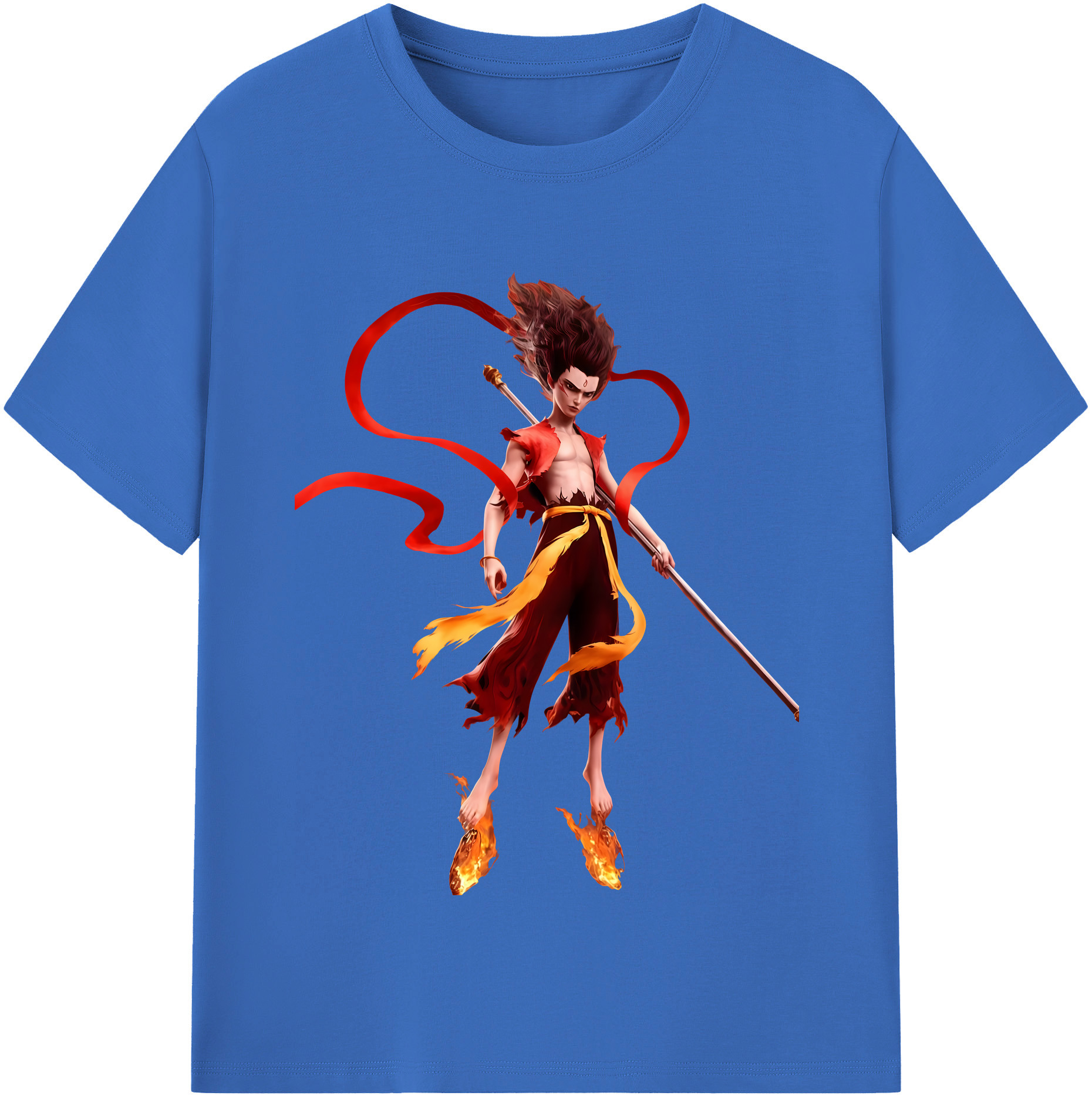 （画像用） Ne Zha 2 ナタ 魔童の大暴れ 綿100％半袖Tシャツ（フロントプリント）