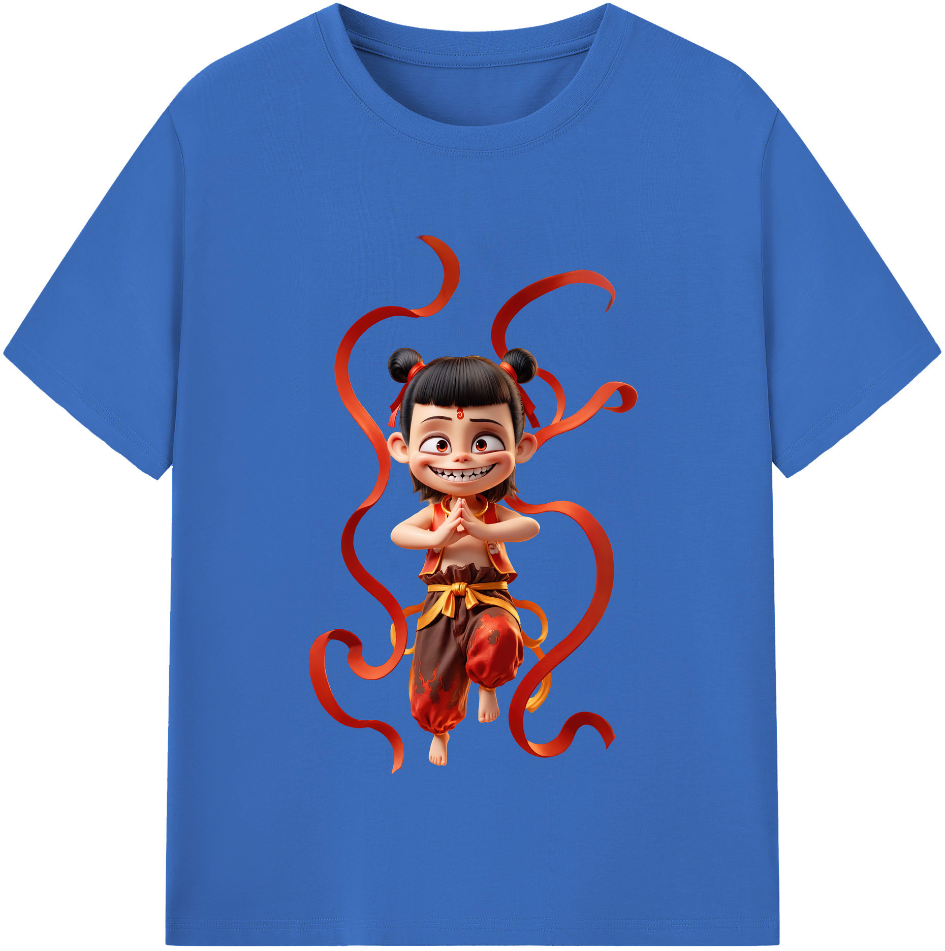 （画像用） Ne Zha 2 ナタ 魔童の大暴れ 綿100％半袖Tシャツ（フロントプリント）