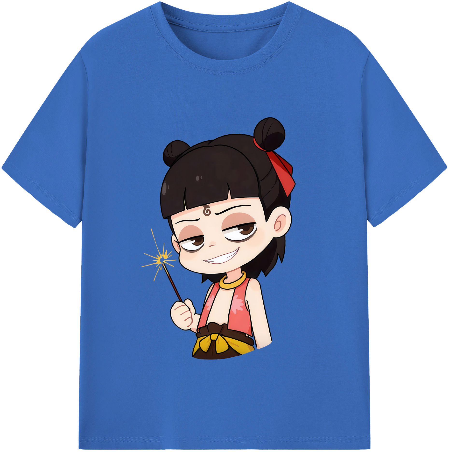 （画像用） Ne Zha 2 ナタ 魔童の大暴れ 綿100％半袖Tシャツ（フロントプリント）