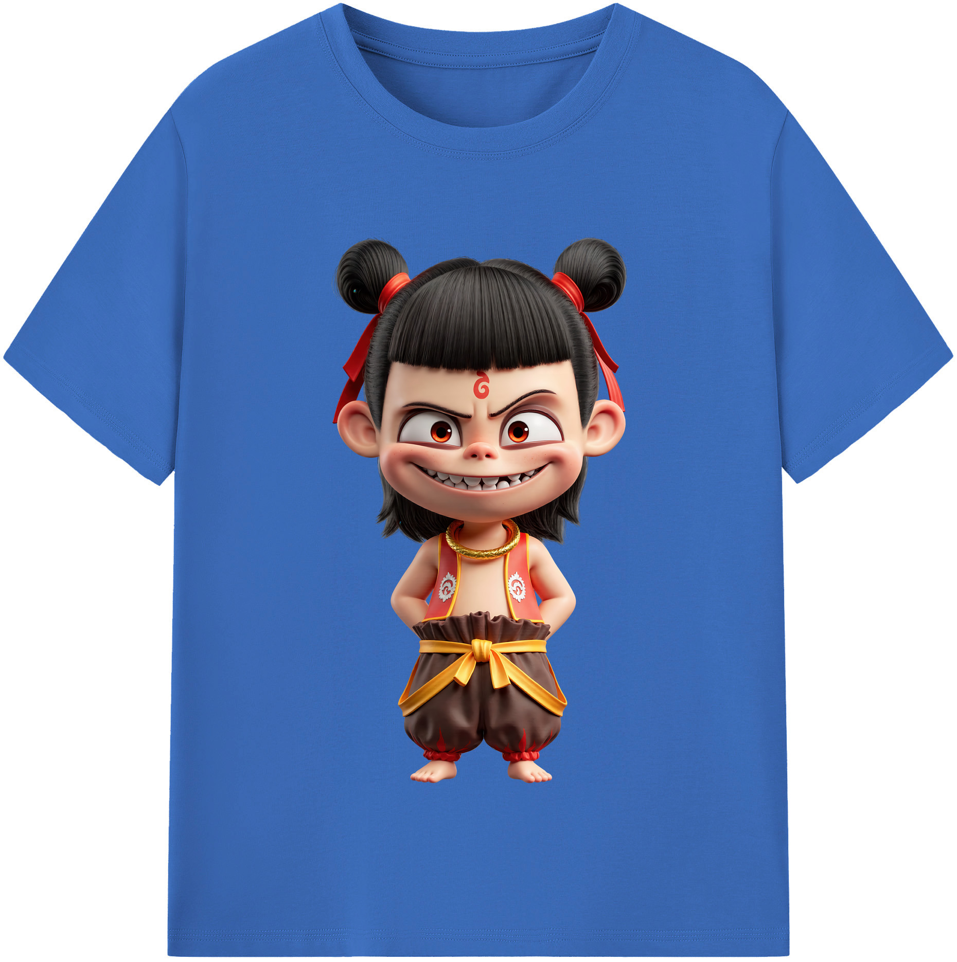（画像用） Ne Zha 2 ナタ 魔童の大暴れ 綿100％半袖Tシャツ（フロントプリント）