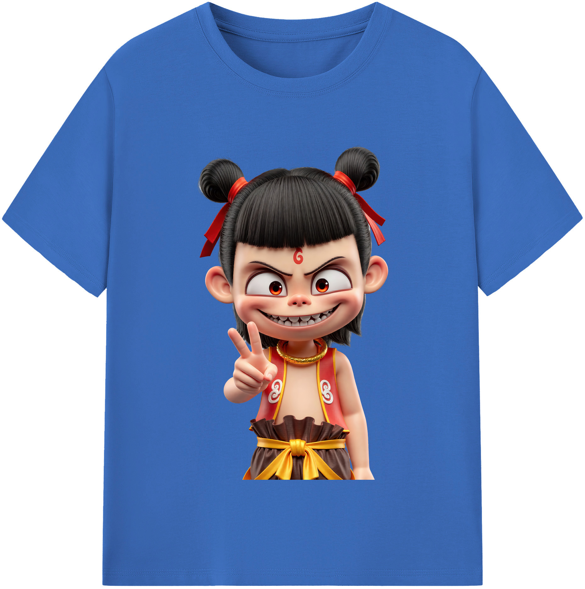（画像用） Ne Zha 2 ナタ 魔童の大暴れ 綿100％半袖Tシャツ（フロントプリント）