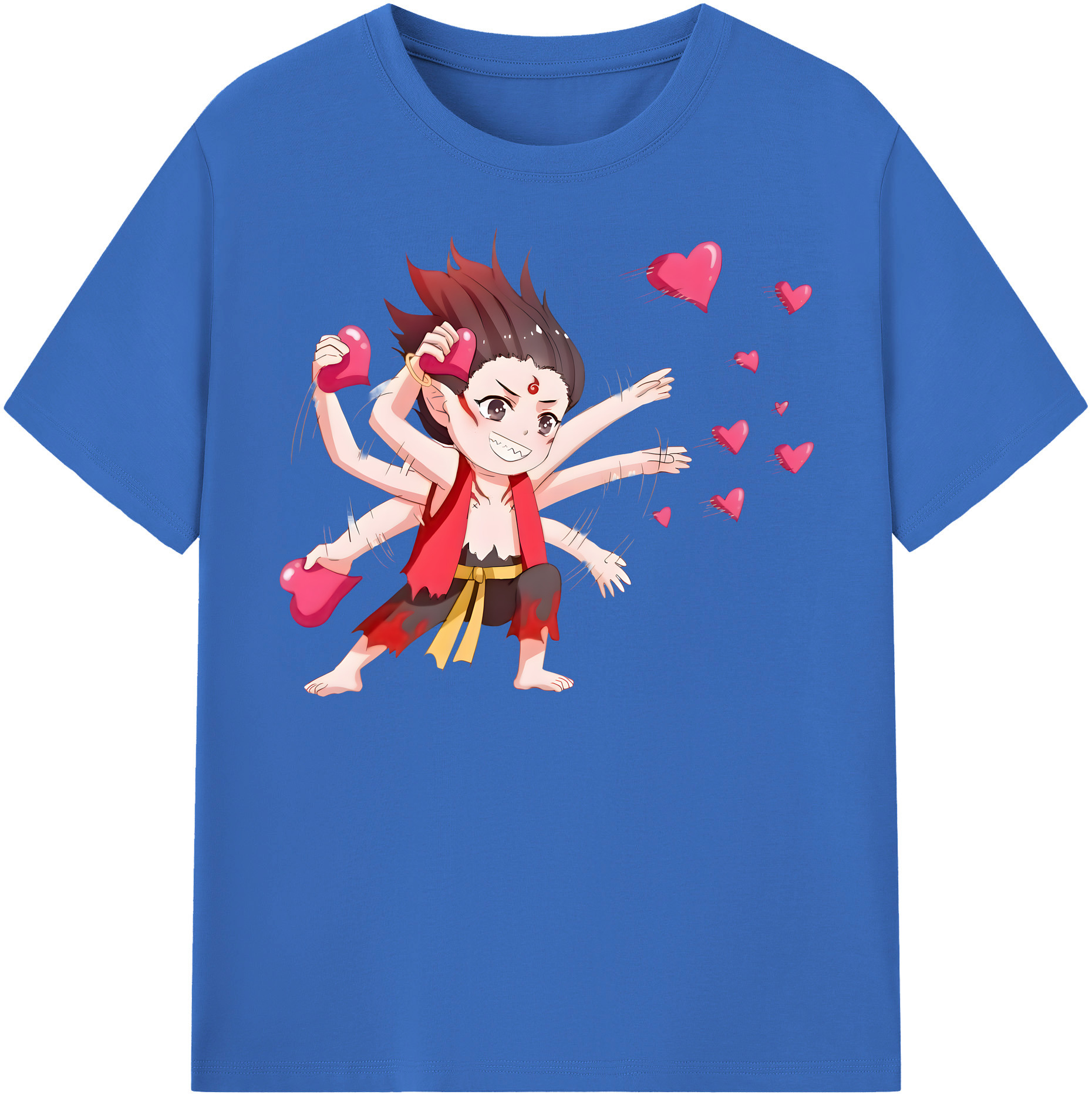 （画像用） Ne Zha 2 ナタ 魔童の大暴れ 綿100％半袖Tシャツ（フロントプリント）