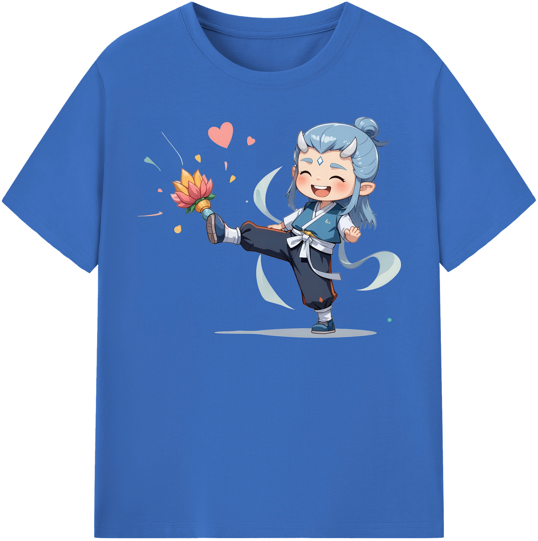 （画像用） Ne Zha 2 ナタ 魔童の大暴れ 綿100％半袖Tシャツ（フロントプリント）