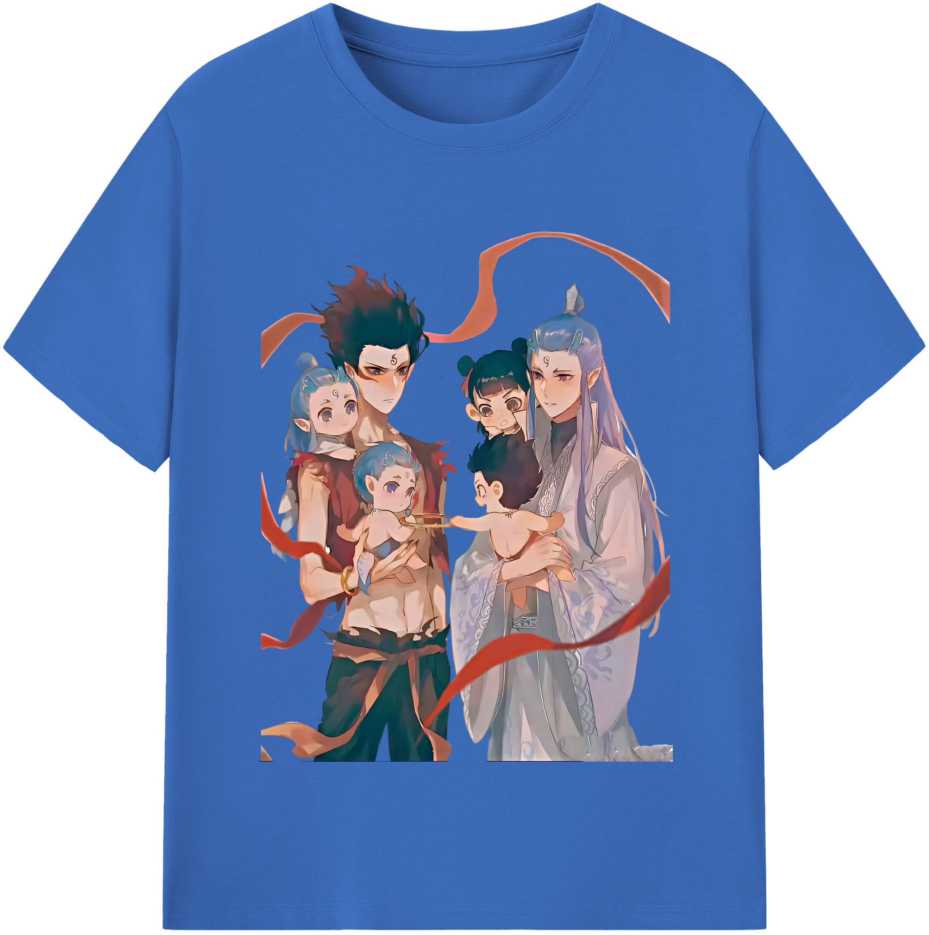 （画像用） Ne Zha 2 ナタ 魔童の大暴れ 綿100％半袖Tシャツ（フロントプリント）