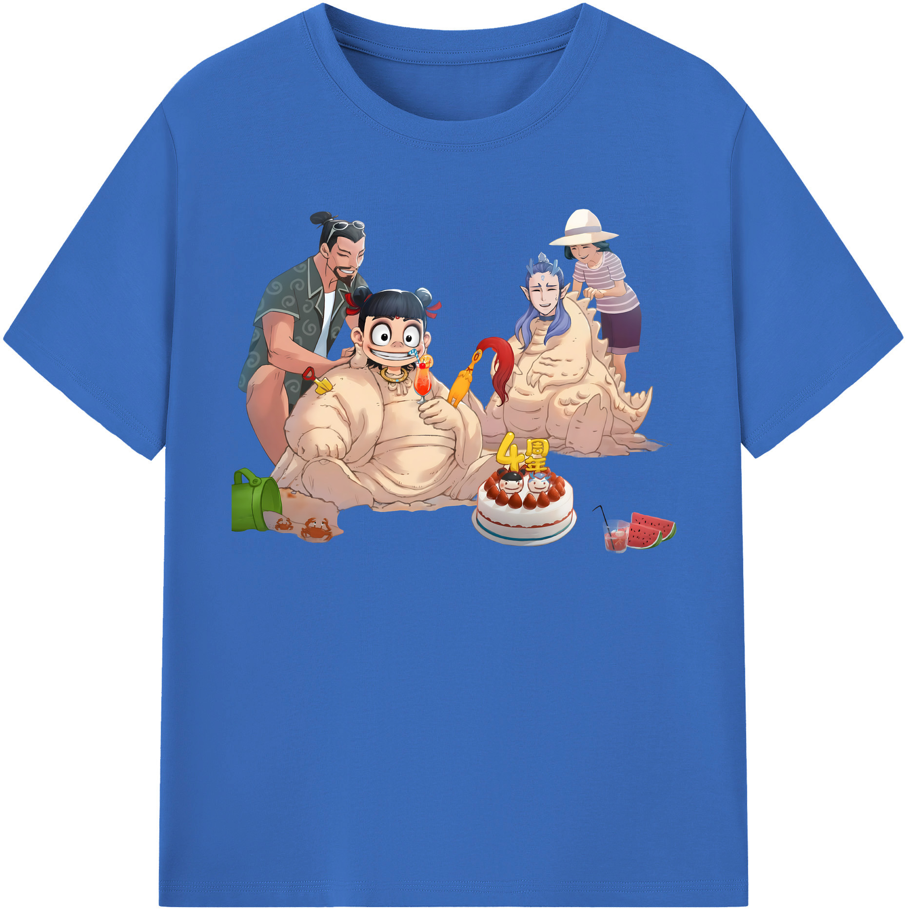 （画像用） Ne Zha 2 ナタ 魔童の大暴れ 綿100％半袖Tシャツ（フロントプリント）