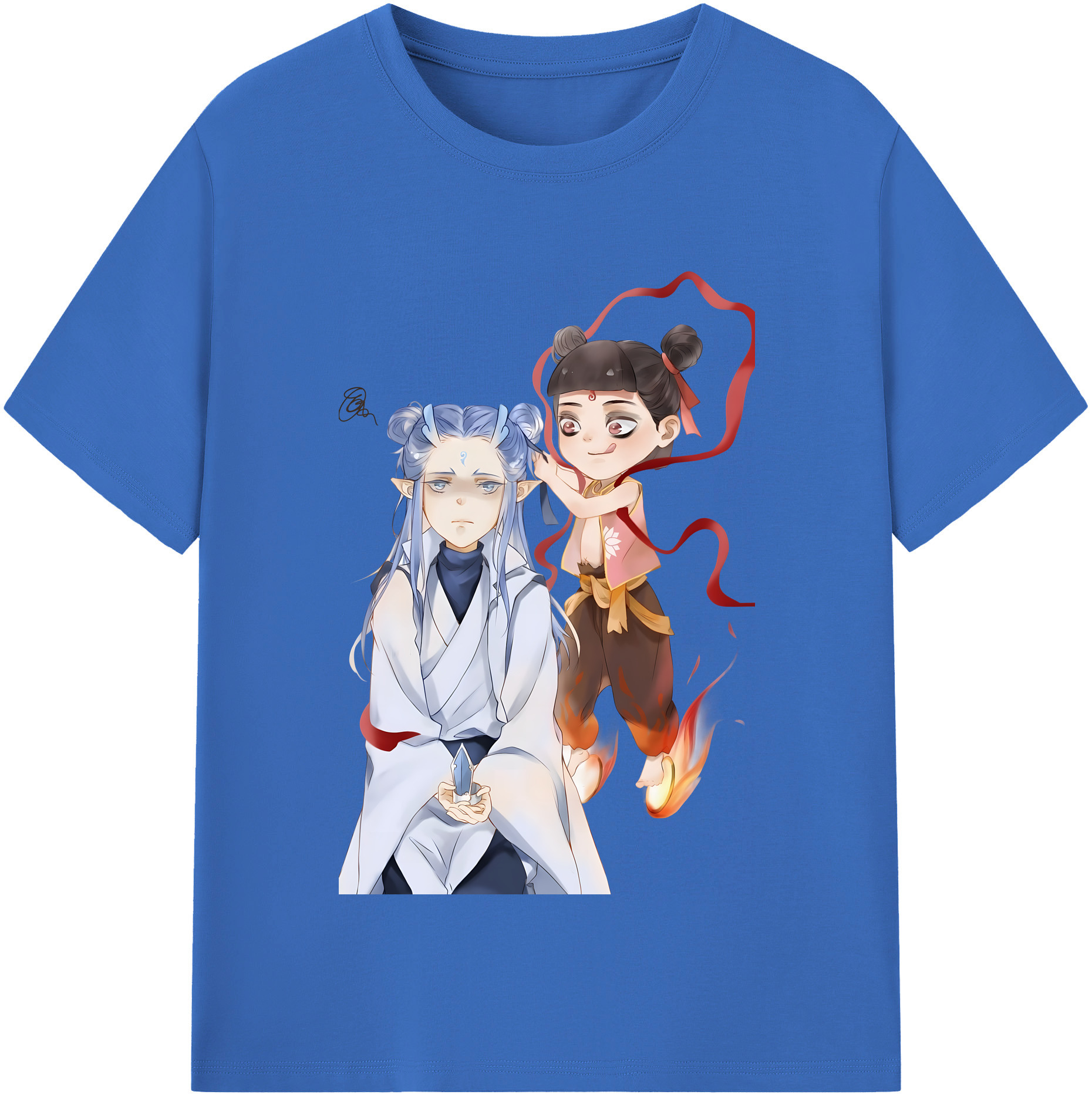 （画像用） Ne Zha 2 ナタ 魔童の大暴れ 綿100％半袖Tシャツ（フロントプリント）