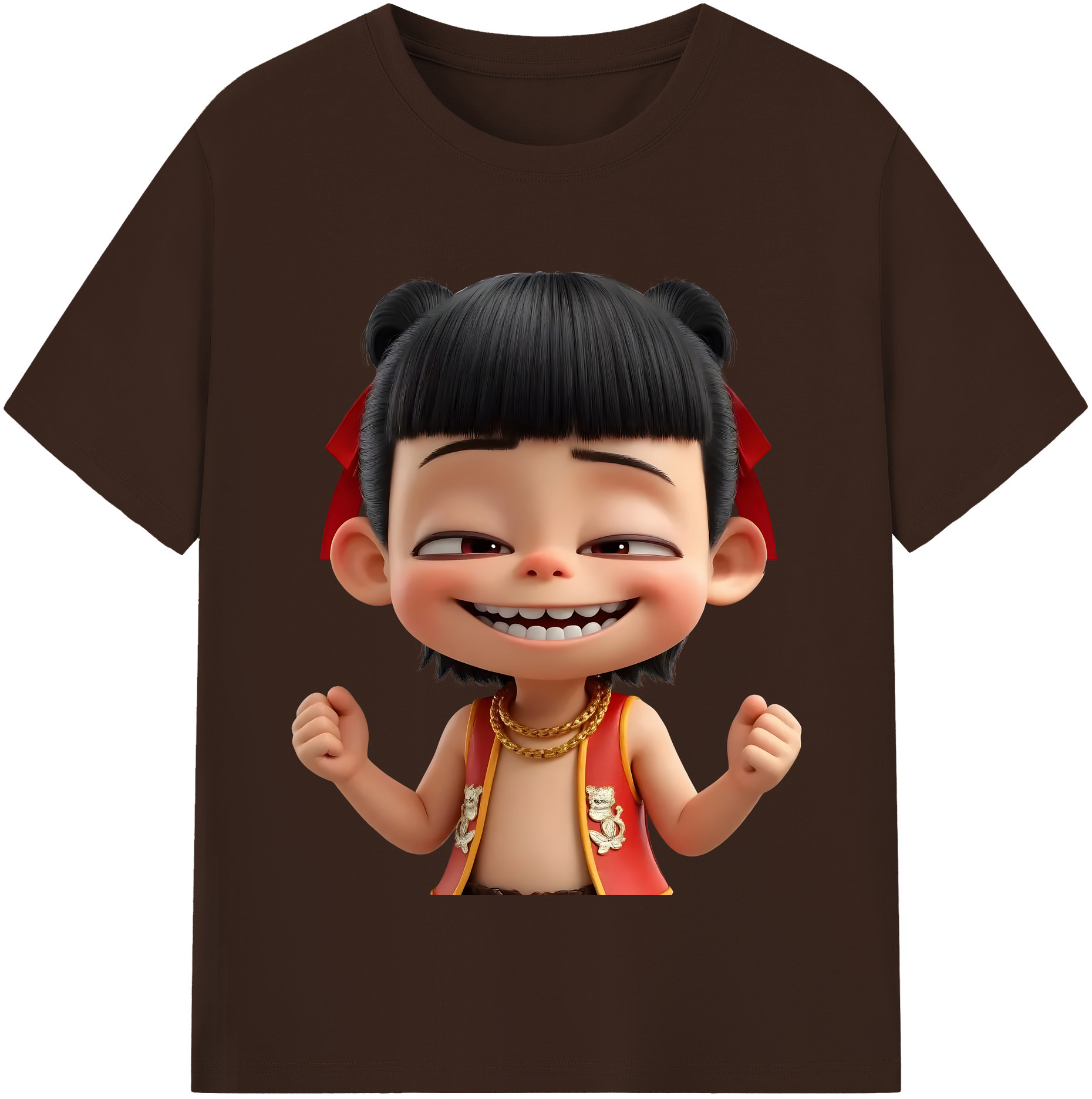 （画像用） Ne Zha 2 ナタ 魔童の大暴れ 綿100％半袖Tシャツ（フロントプリント）