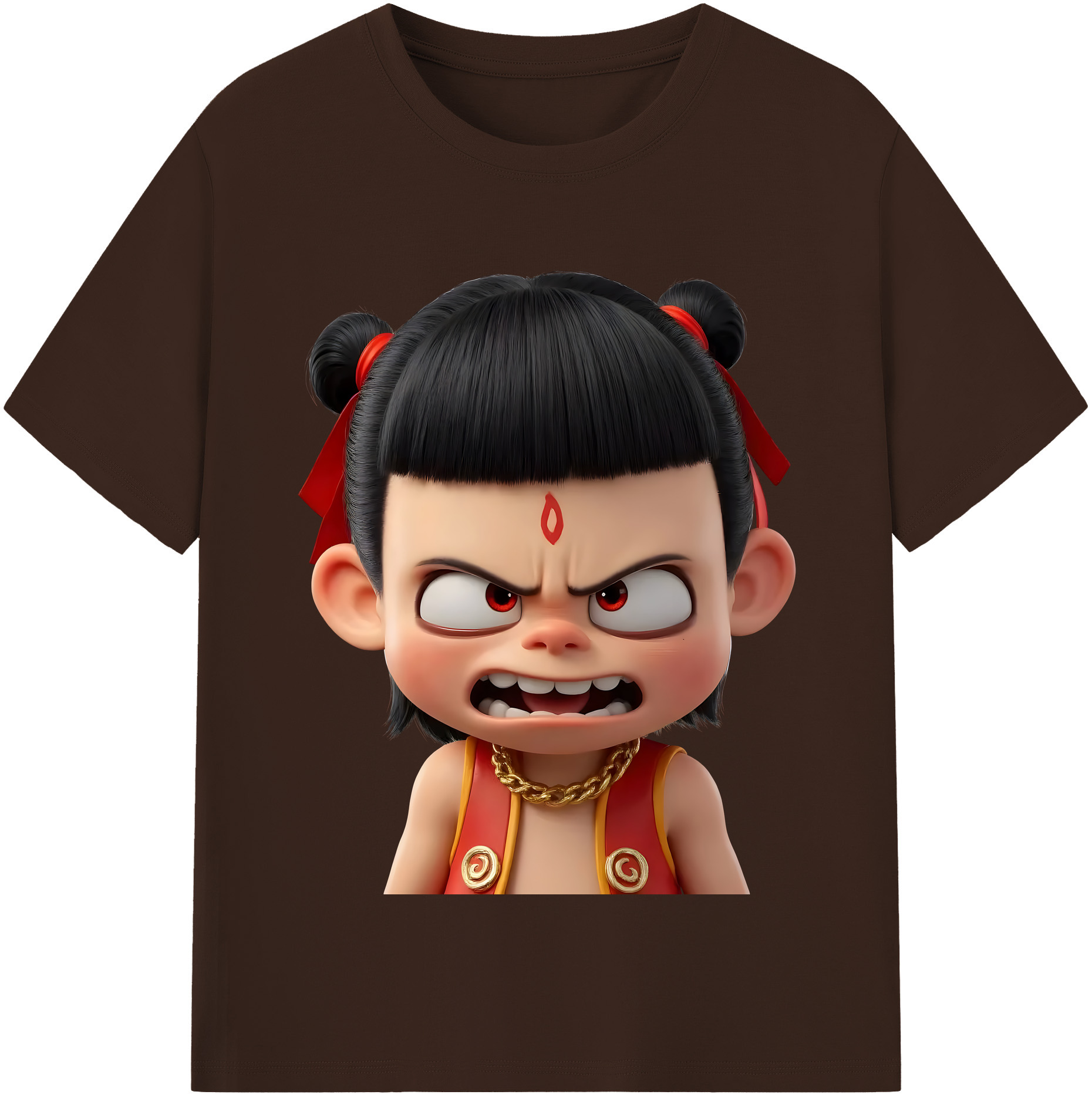 （画像用） Ne Zha 2 ナタ 魔童の大暴れ 綿100％半袖Tシャツ（フロントプリント）