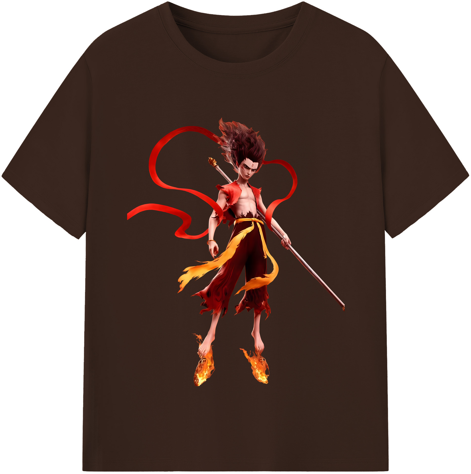 （画像用） Ne Zha 2 ナタ 魔童の大暴れ 綿100％半袖Tシャツ（フロントプリント）
