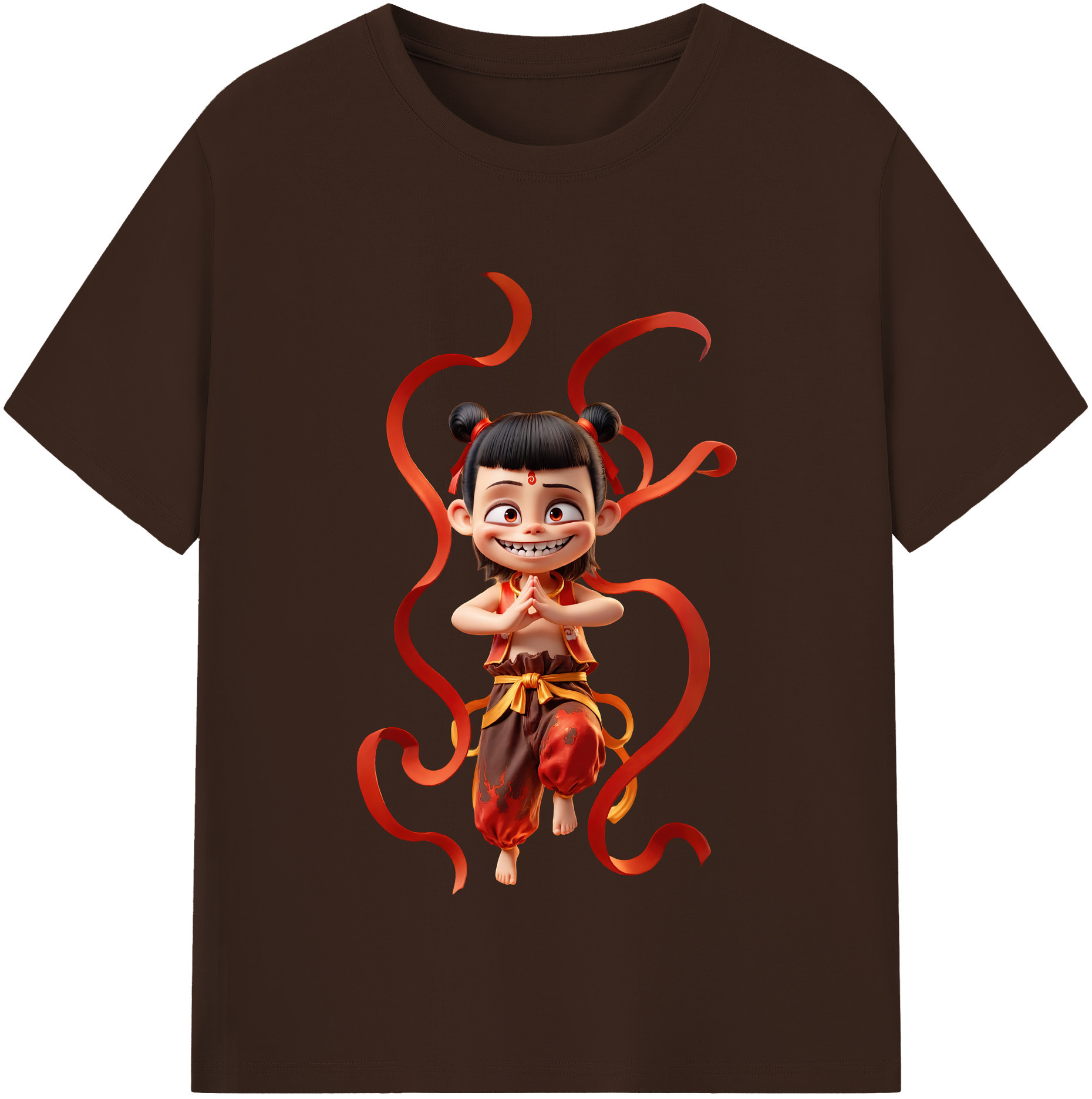 （画像用） Ne Zha 2 ナタ 魔童の大暴れ 綿100％半袖Tシャツ（フロントプリント）