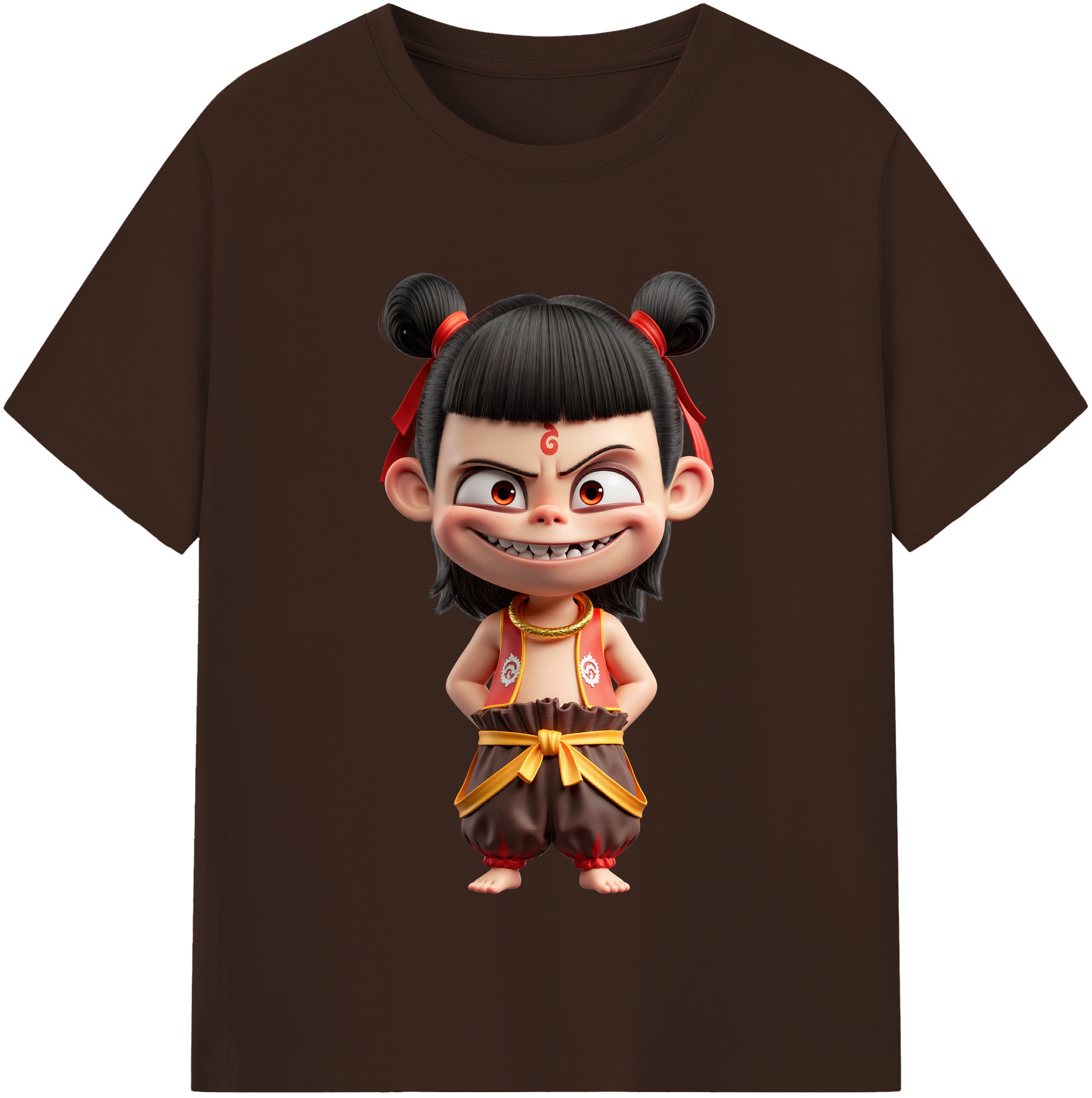 （画像用） Ne Zha 2 ナタ 魔童の大暴れ 綿100％半袖Tシャツ（フロントプリント）
