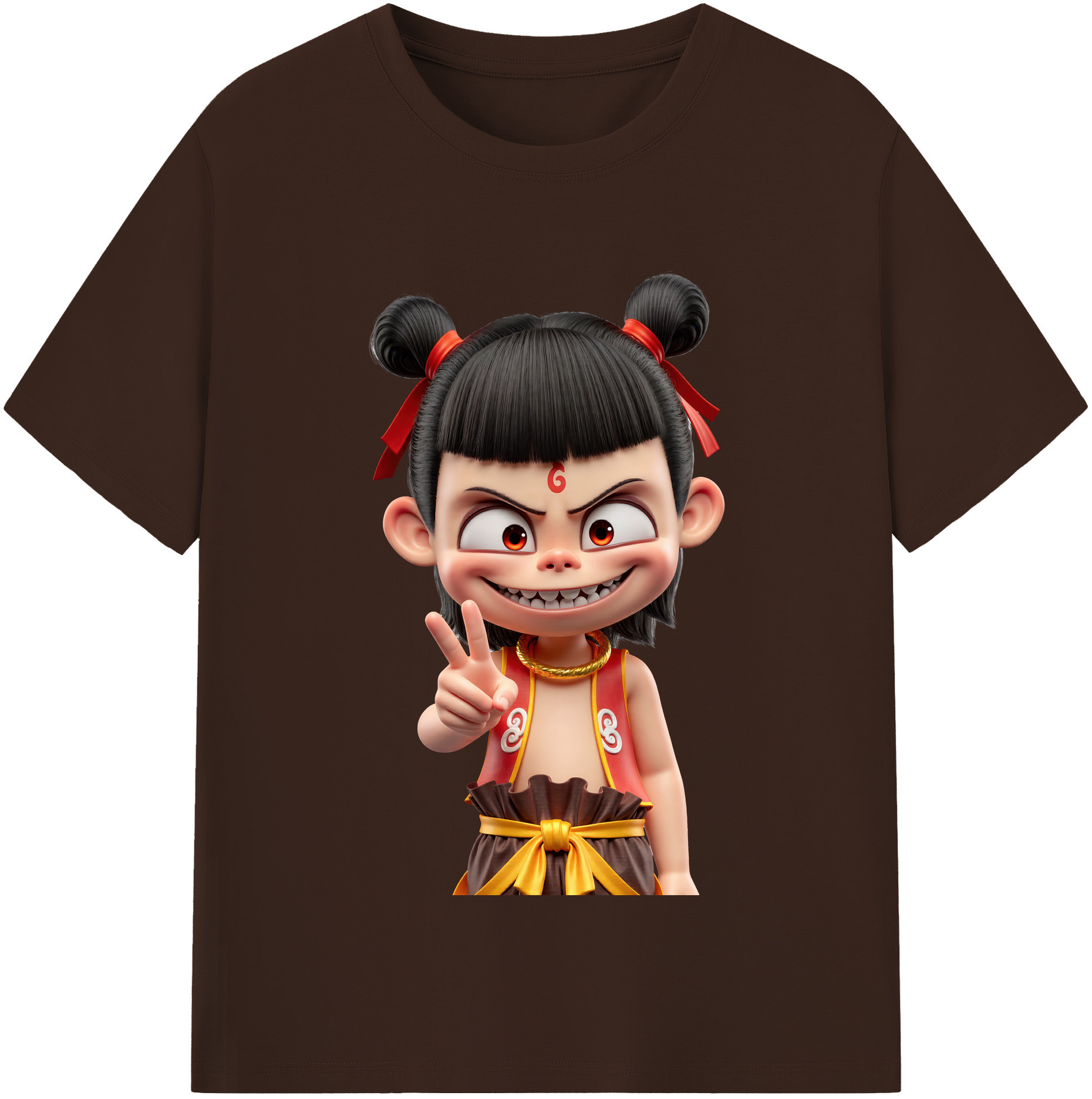 （画像用） Ne Zha 2 ナタ 魔童の大暴れ 綿100％半袖Tシャツ（フロントプリント）