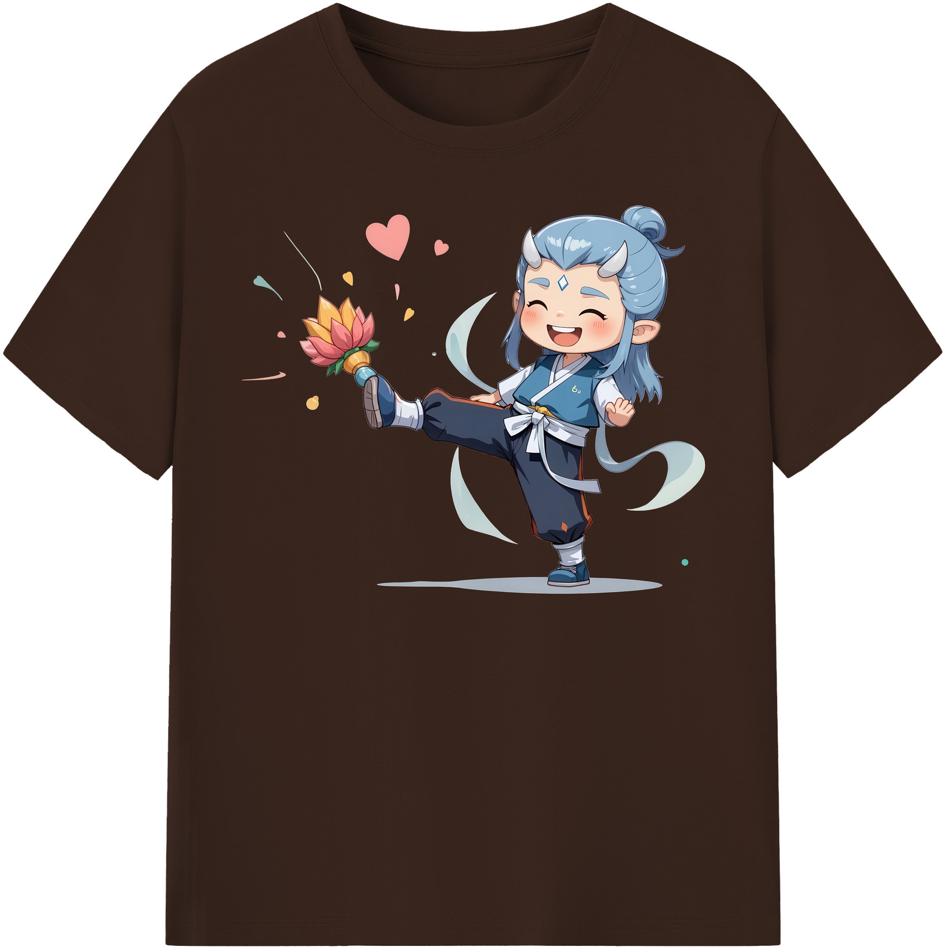 （画像用） Ne Zha 2 ナタ 魔童の大暴れ 綿100％半袖Tシャツ（フロントプリント）