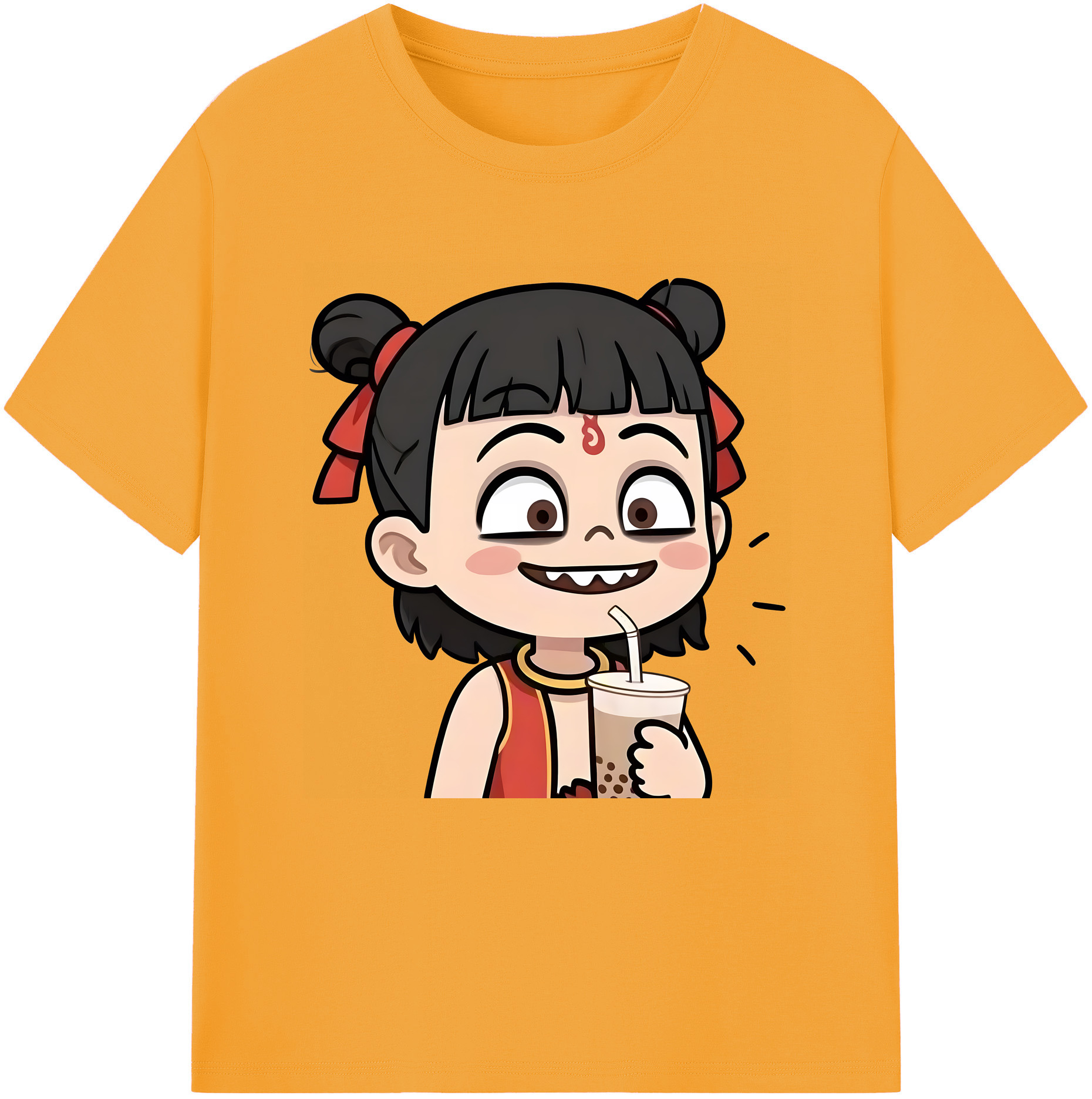 （画像用） Ne Zha 2 ナタ 魔童の大暴れ 綿100％半袖Tシャツ（フロントプリント）
