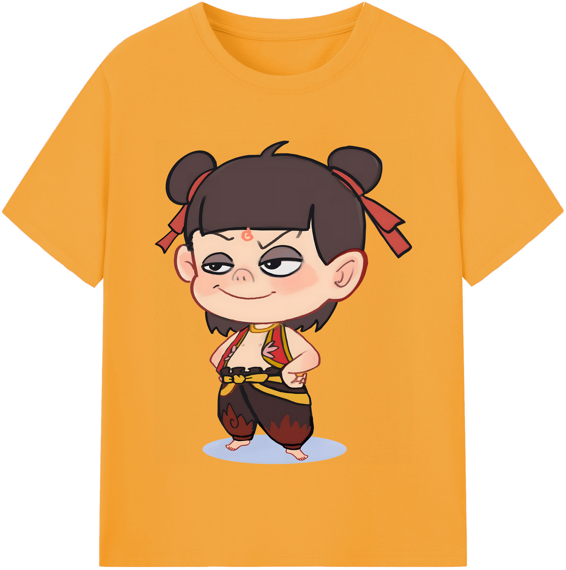 （画像用） Ne Zha 2 ナタ 魔童の大暴れ 綿100％半袖Tシャツ（フロントプリント）