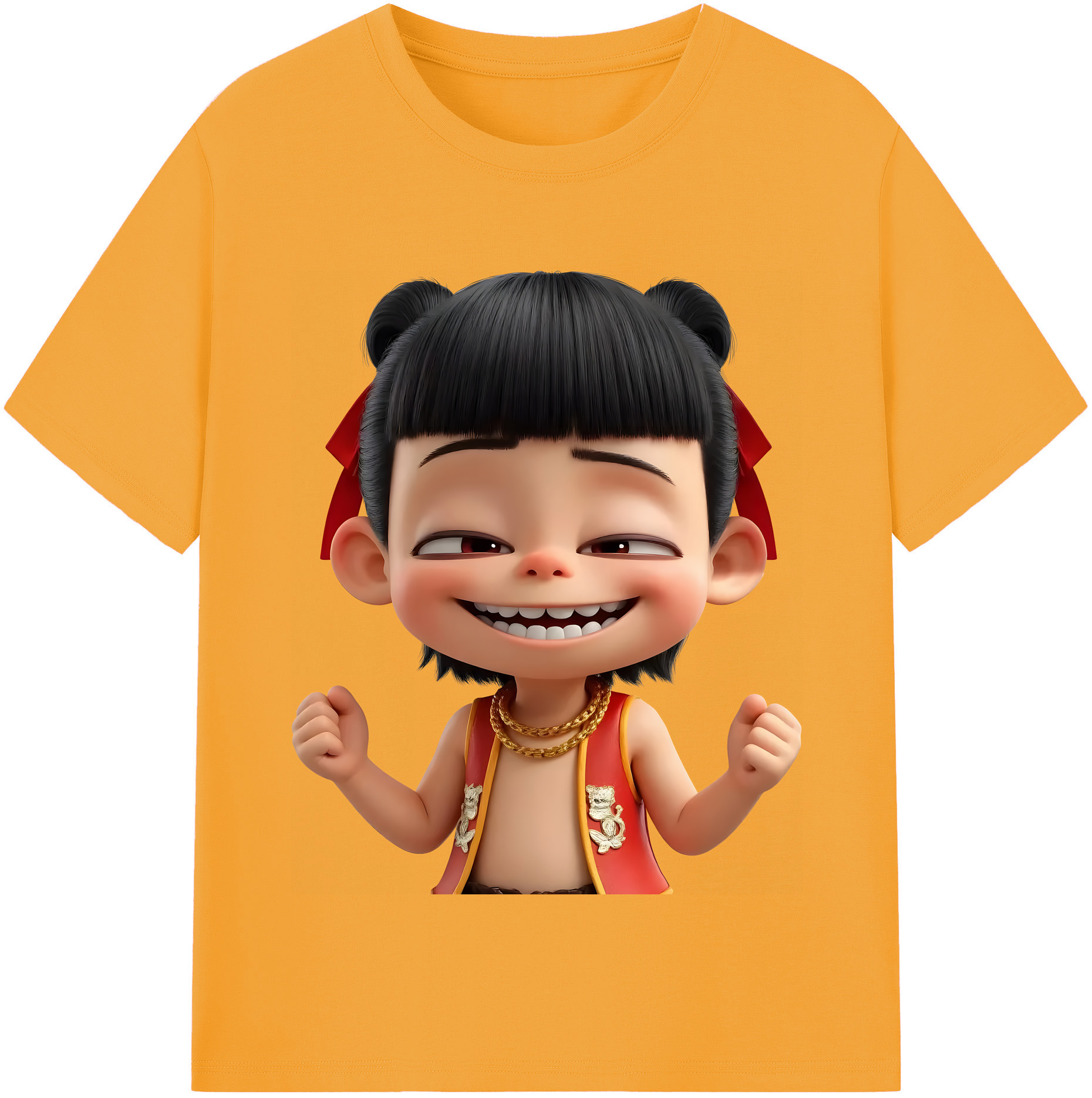 （画像用） Ne Zha 2 ナタ 魔童の大暴れ 綿100％半袖Tシャツ（フロントプリント）