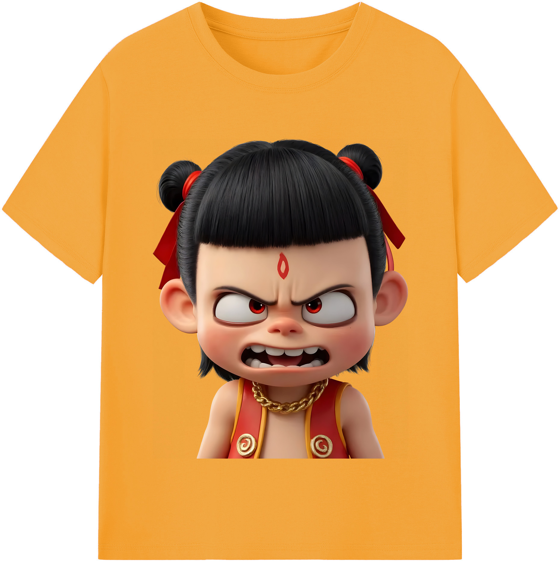 （画像用） Ne Zha 2 ナタ 魔童の大暴れ 綿100％半袖Tシャツ（フロントプリント）