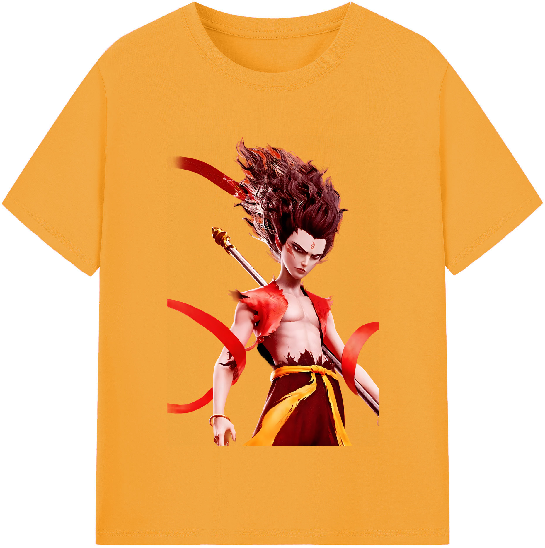 （画像用） Ne Zha 2 ナタ 魔童の大暴れ 綿100％半袖Tシャツ（フロントプリント）