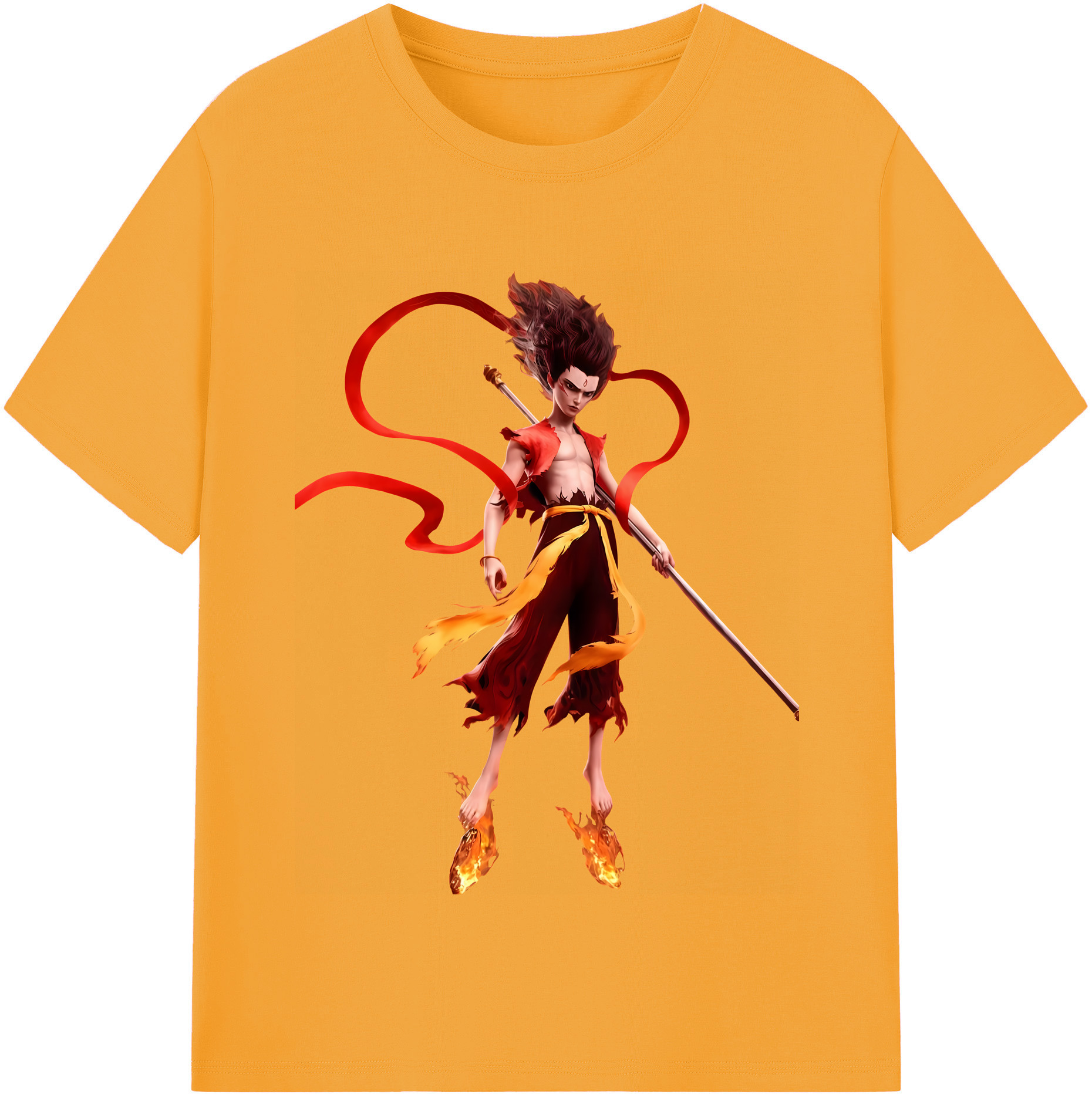 （画像用） Ne Zha 2 ナタ 魔童の大暴れ 綿100％半袖Tシャツ（フロントプリント）
