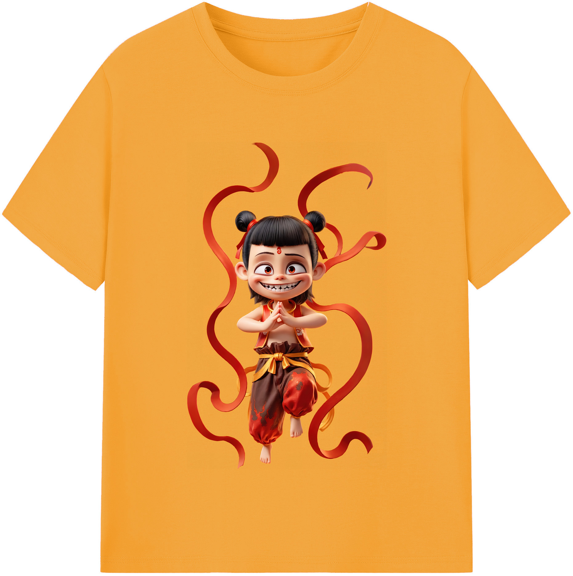 （画像用） Ne Zha 2 ナタ 魔童の大暴れ 綿100％半袖Tシャツ（フロントプリント）