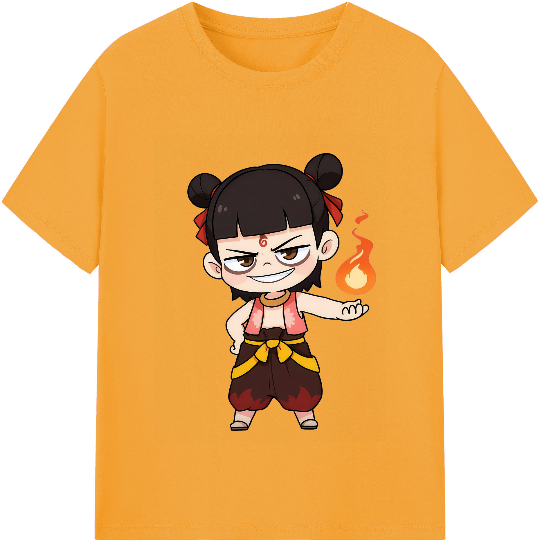 （画像用） Ne Zha 2 ナタ 魔童の大暴れ 綿100％半袖Tシャツ（フロントプリント）