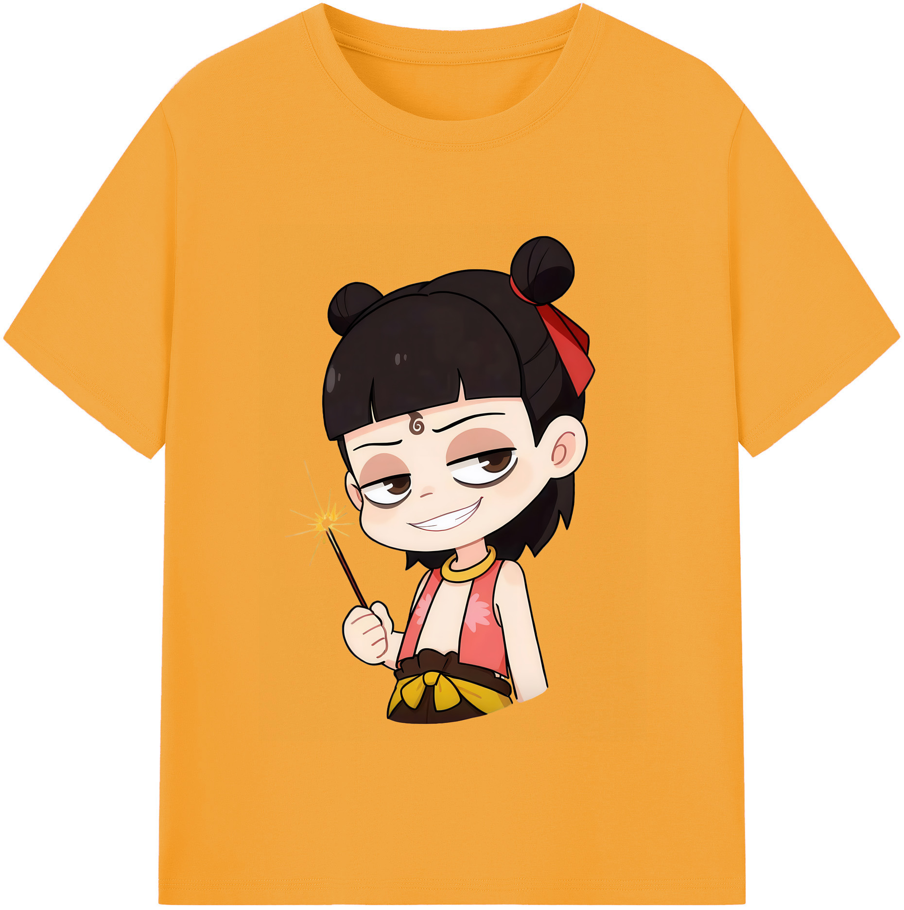 （画像用） Ne Zha 2 ナタ 魔童の大暴れ 綿100％半袖Tシャツ（フロントプリント）