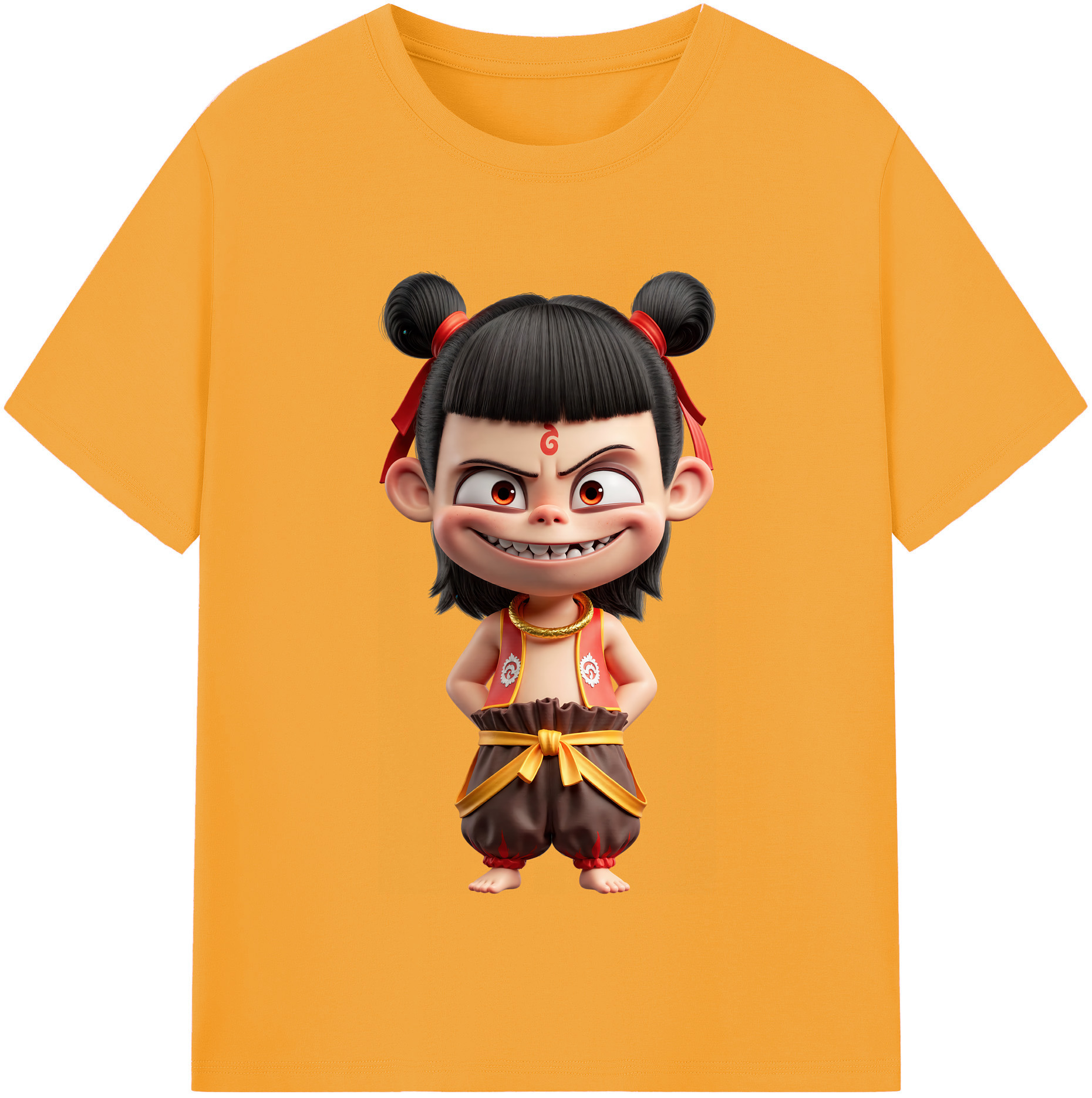 （画像用） Ne Zha 2 ナタ 魔童の大暴れ 綿100％半袖Tシャツ（フロントプリント）