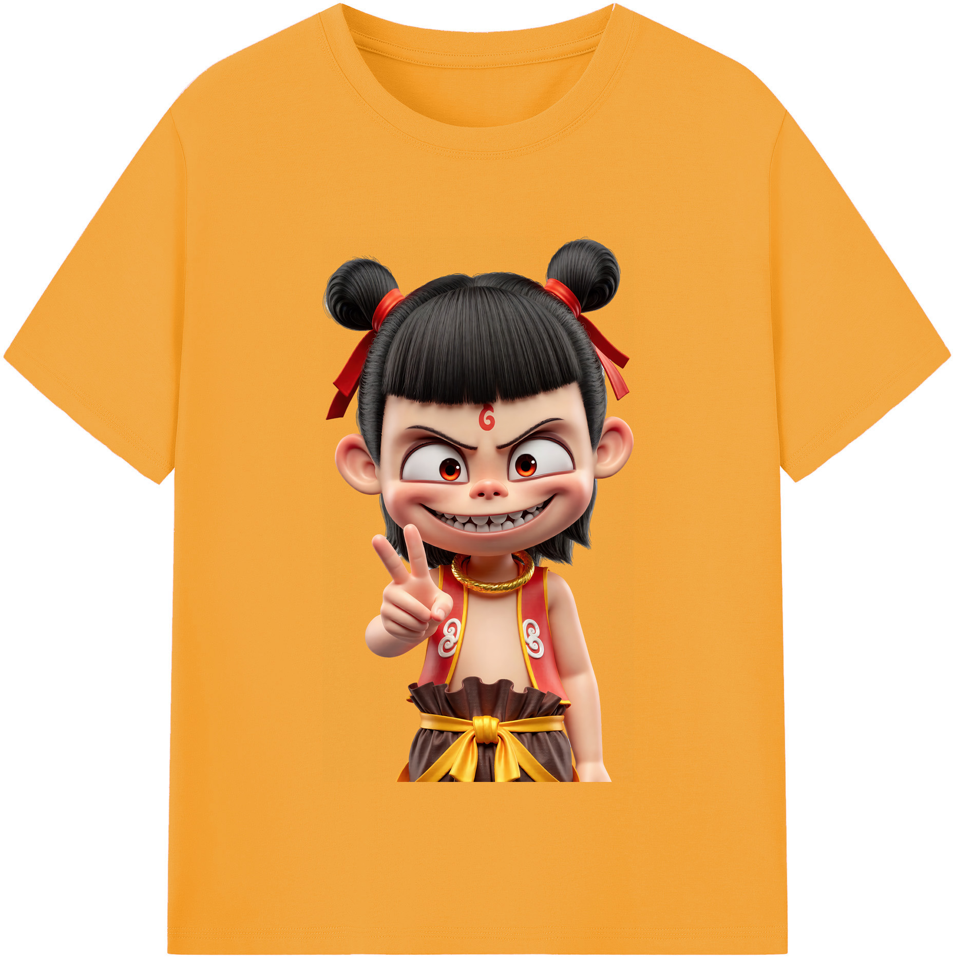 （画像用） Ne Zha 2 ナタ 魔童の大暴れ 綿100％半袖Tシャツ（フロントプリント）