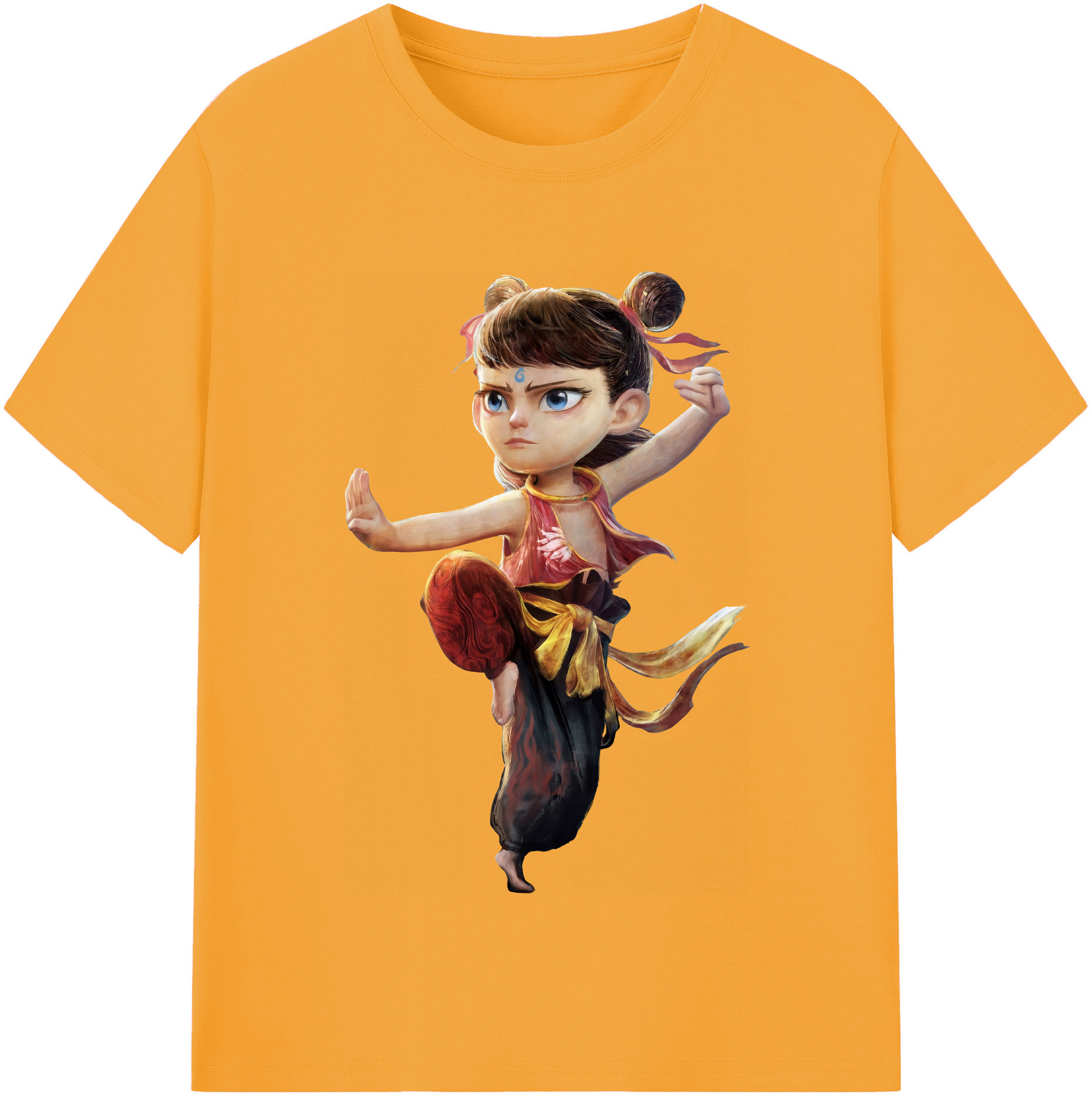 （画像用） Ne Zha 2 ナタ 魔童の大暴れ 綿100％半袖Tシャツ（フロントプリント）