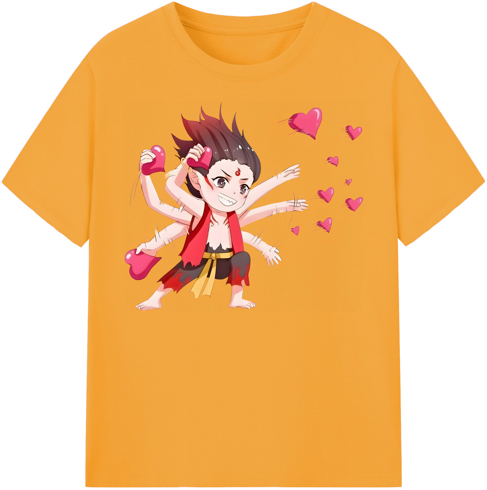 （画像用） Ne Zha 2 ナタ 魔童の大暴れ 綿100％半袖Tシャツ（フロントプリント）