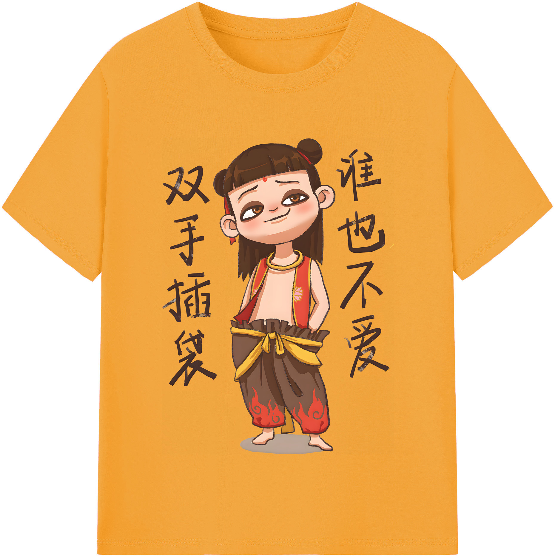 （画像用） Ne Zha 2 ナタ 魔童の大暴れ 綿100％半袖Tシャツ（フロントプリント）