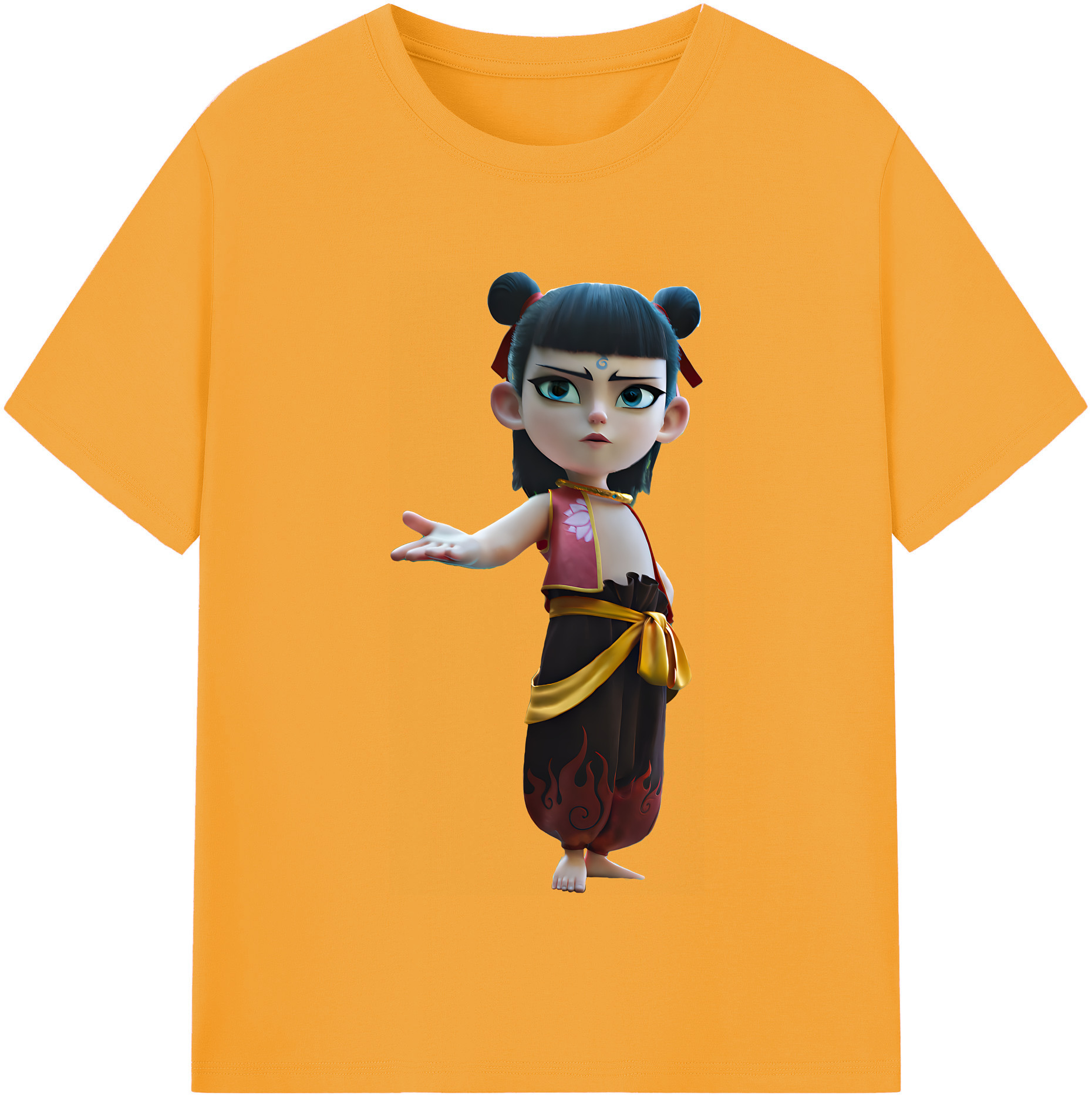 （画像用） Ne Zha 2 ナタ 魔童の大暴れ 綿100％半袖Tシャツ（フロントプリント）