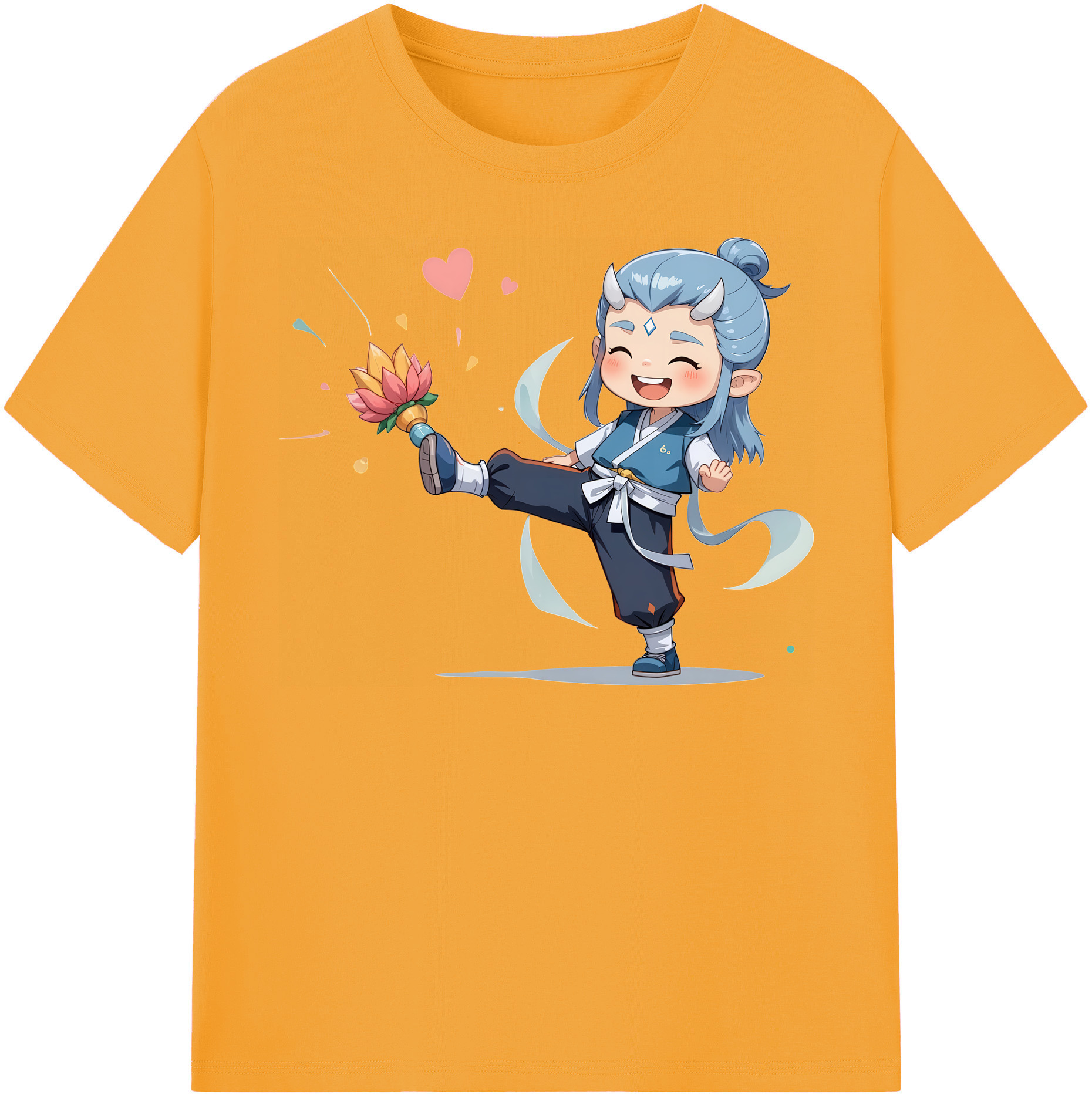 （画像用） Ne Zha 2 ナタ 魔童の大暴れ 綿100％半袖Tシャツ（フロントプリント）