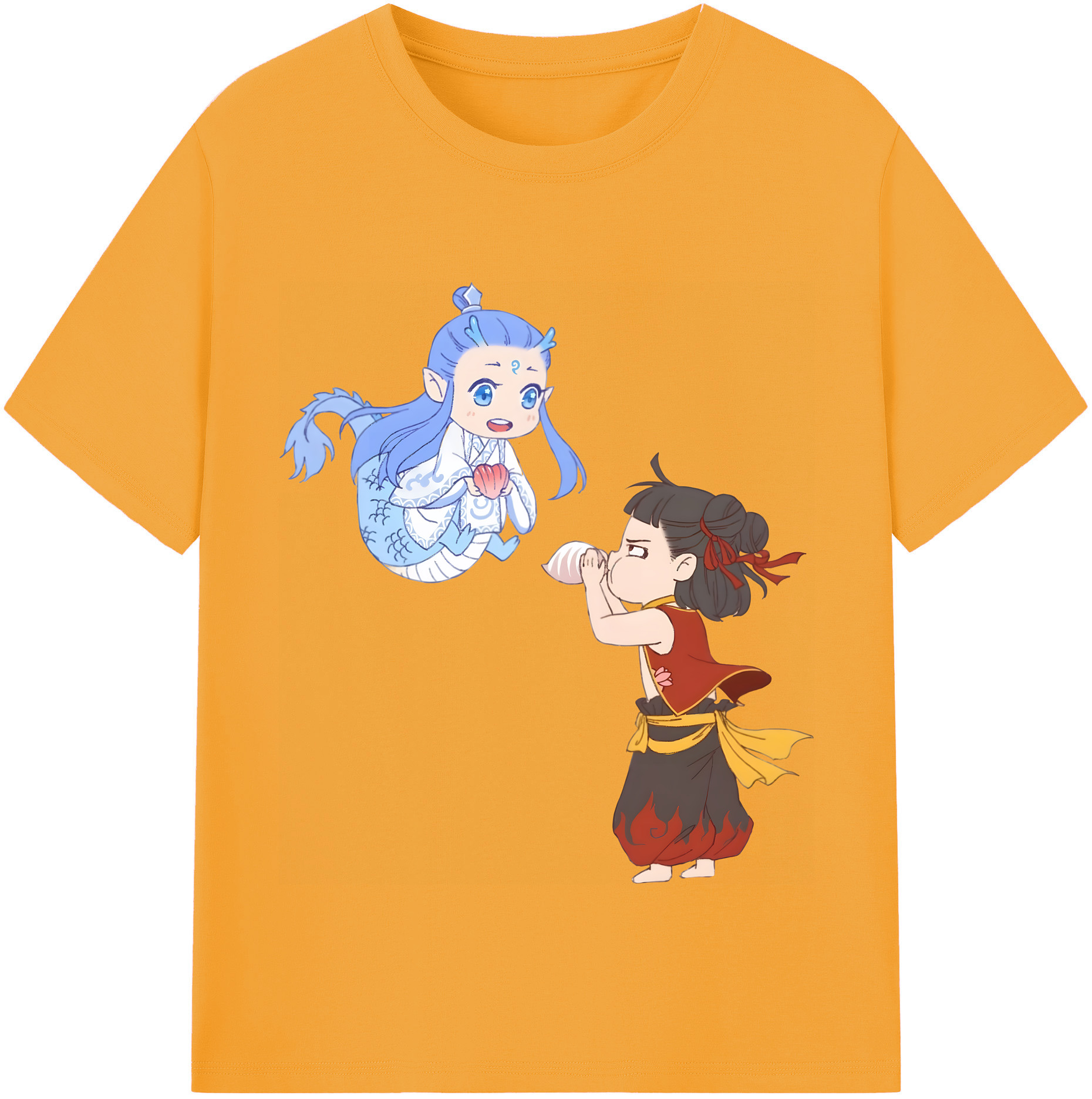 （画像用） Ne Zha 2 ナタ 魔童の大暴れ 綿100％半袖Tシャツ（フロントプリント）