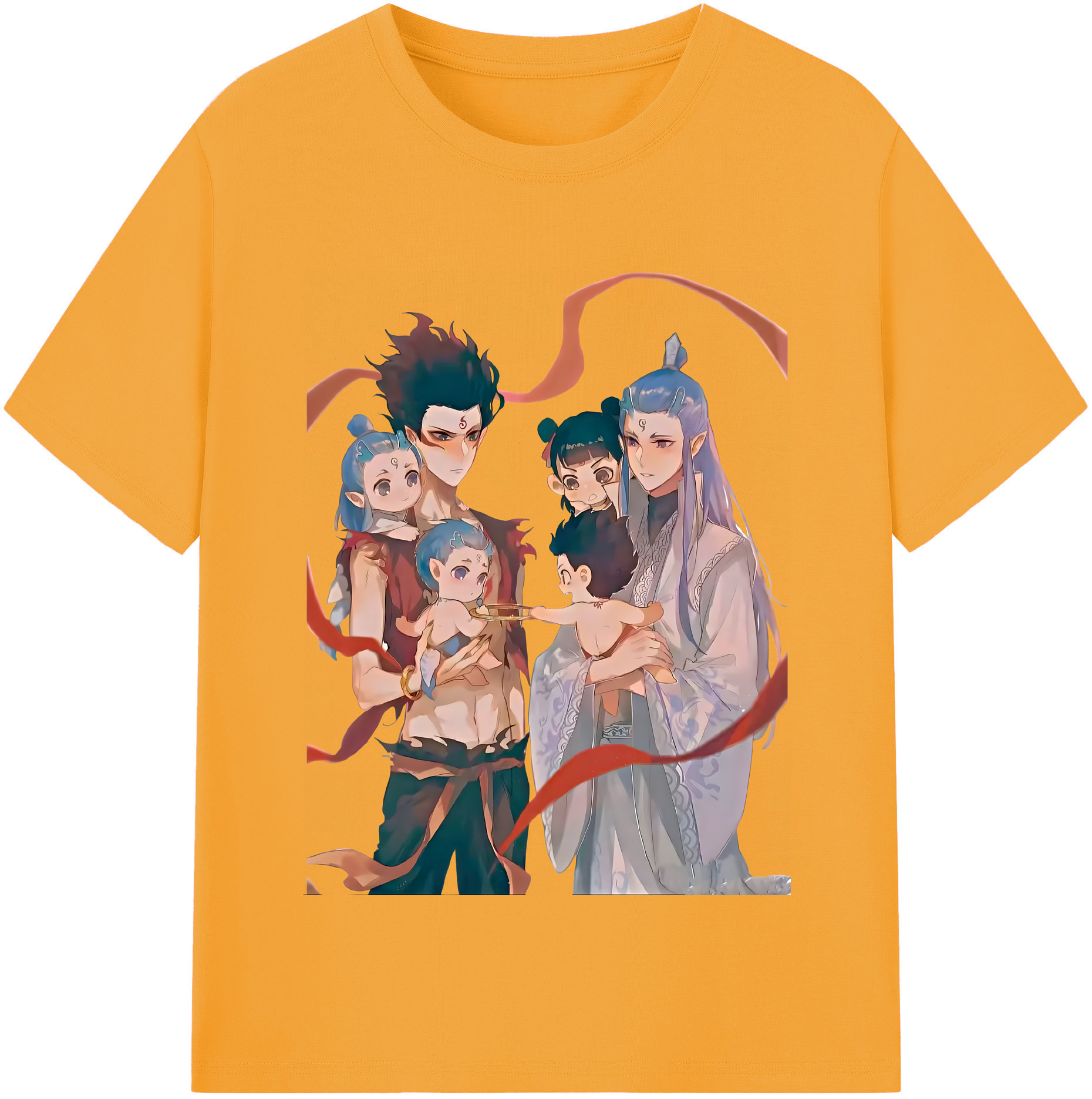 （画像用） Ne Zha 2 ナタ 魔童の大暴れ 綿100％半袖Tシャツ（フロントプリント）