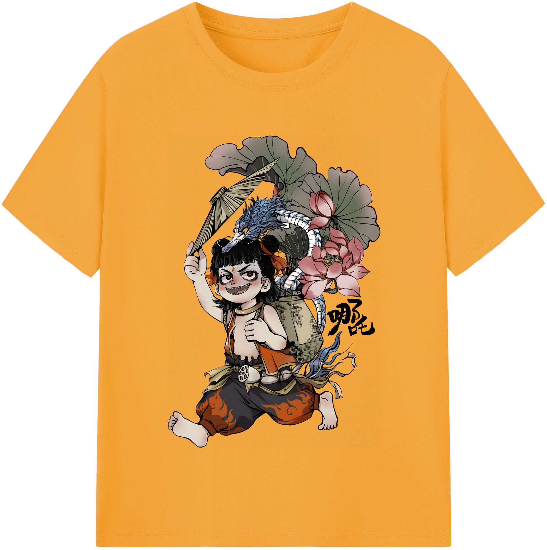 （画像用） Ne Zha 2 ナタ 魔童の大暴れ 綿100％半袖Tシャツ（フロントプリント）