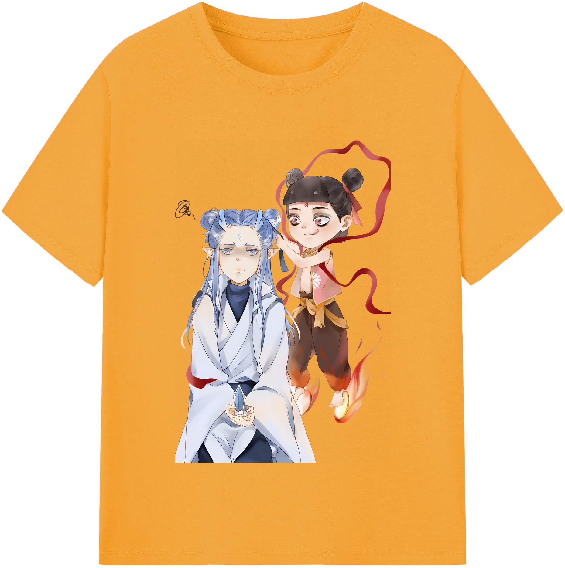 （画像用） Ne Zha 2 ナタ 魔童の大暴れ 綿100％半袖Tシャツ（フロントプリント）