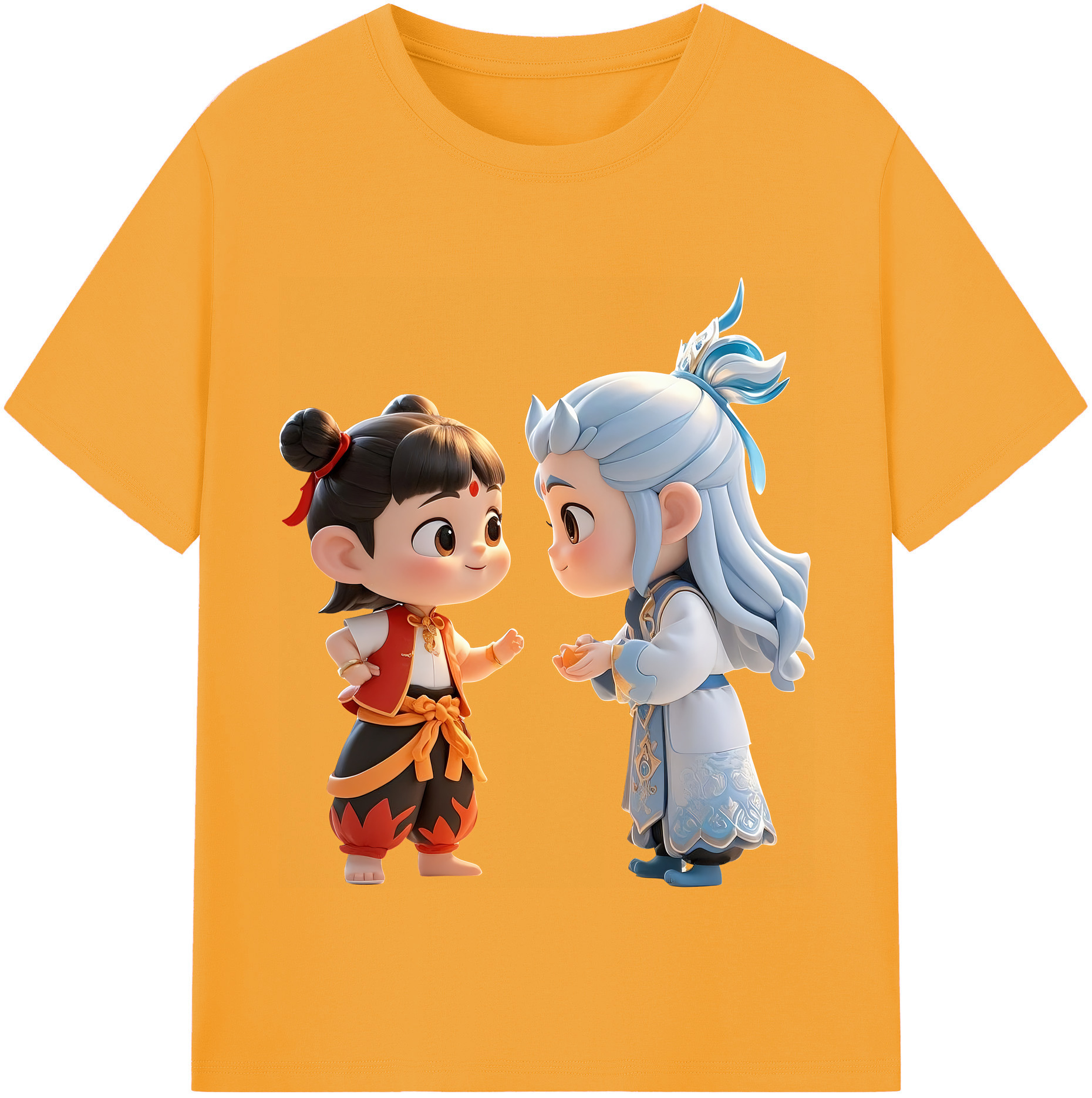 （画像用） Ne Zha 2 ナタ 魔童の大暴れ 綿100％半袖Tシャツ（フロントプリント）
