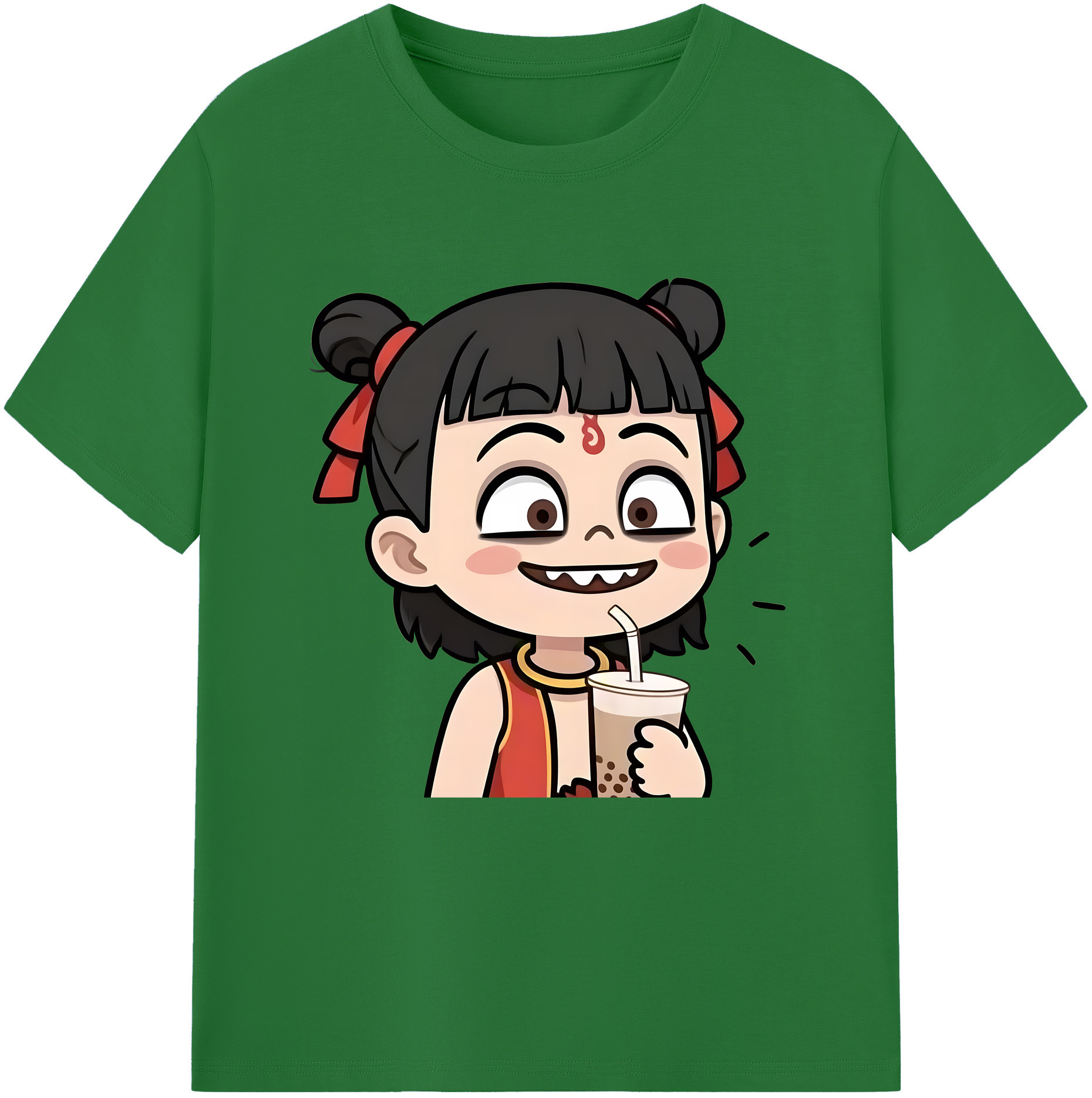 （画像用） Ne Zha 2 ナタ 魔童の大暴れ 綿100％半袖Tシャツ（フロントプリント）