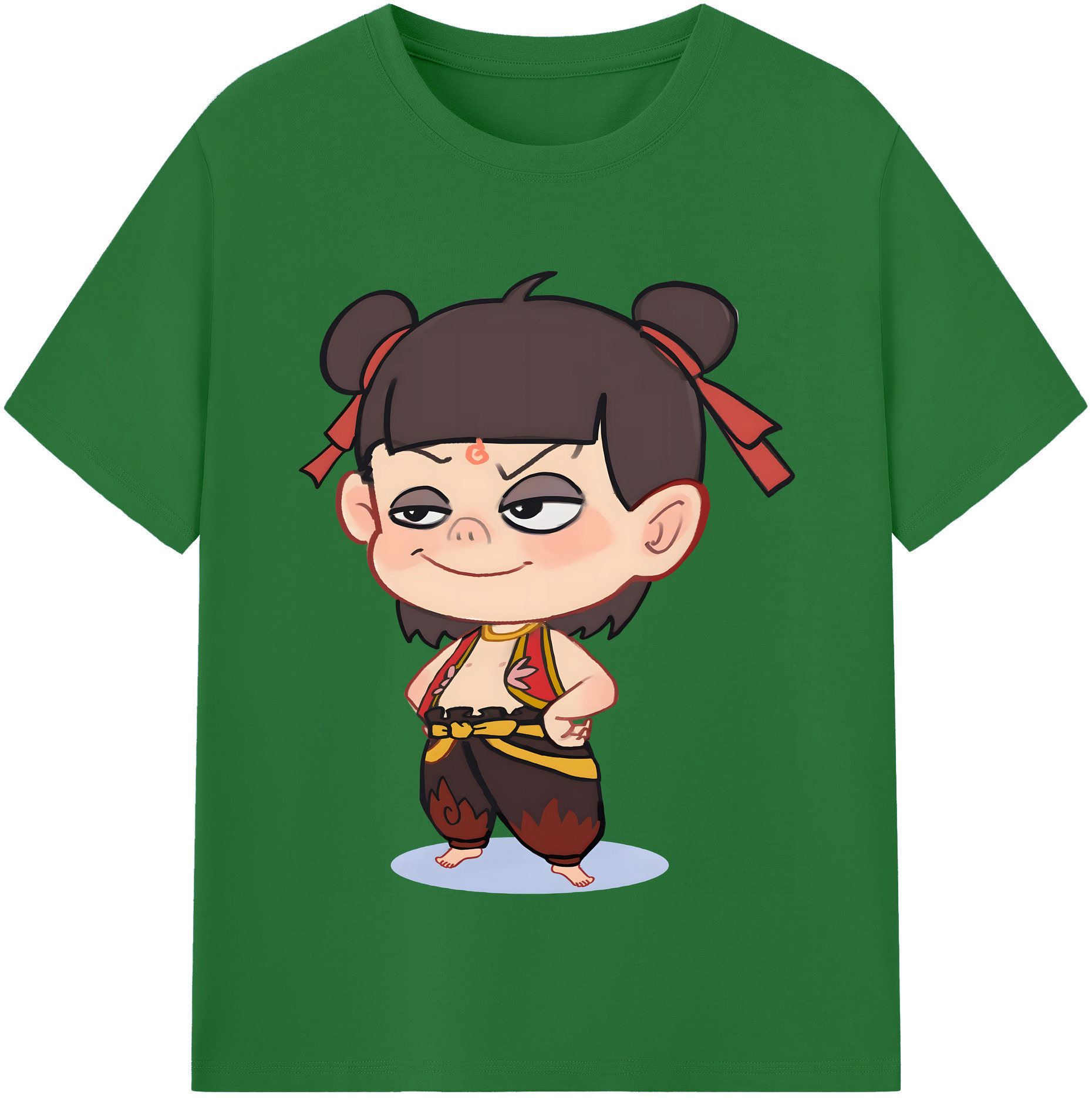 （画像用） Ne Zha 2 ナタ 魔童の大暴れ 綿100％半袖Tシャツ（フロントプリント）