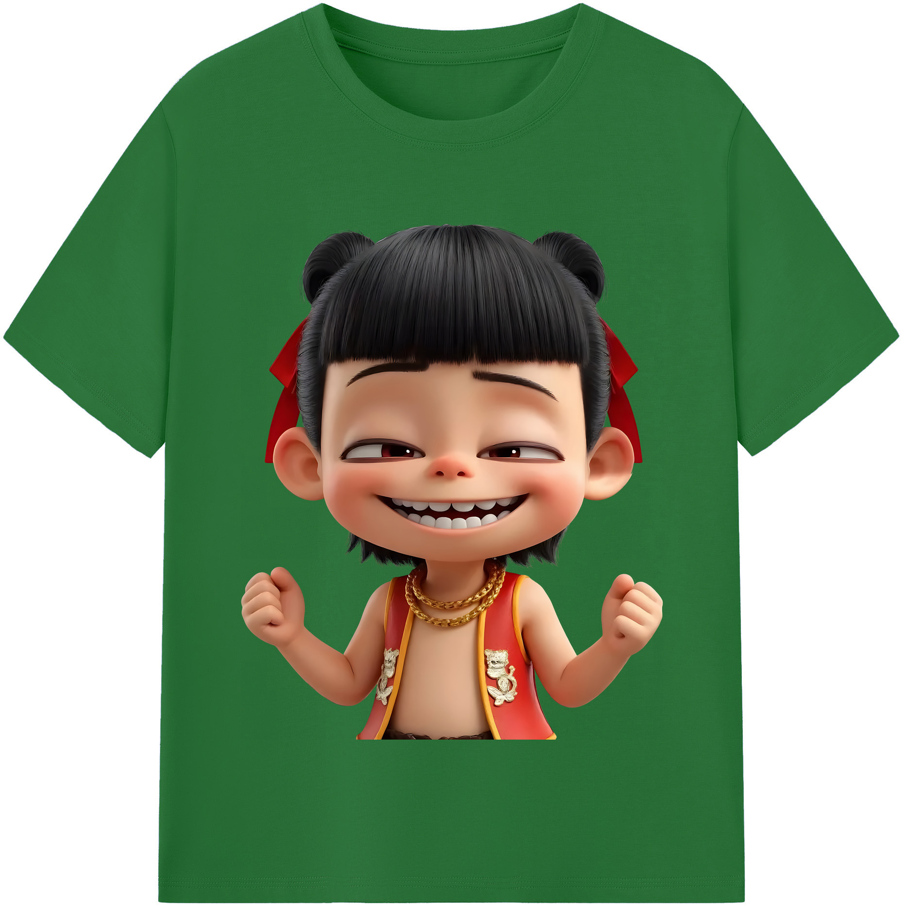 （画像用） Ne Zha 2 ナタ 魔童の大暴れ 綿100％半袖Tシャツ（フロントプリント）
