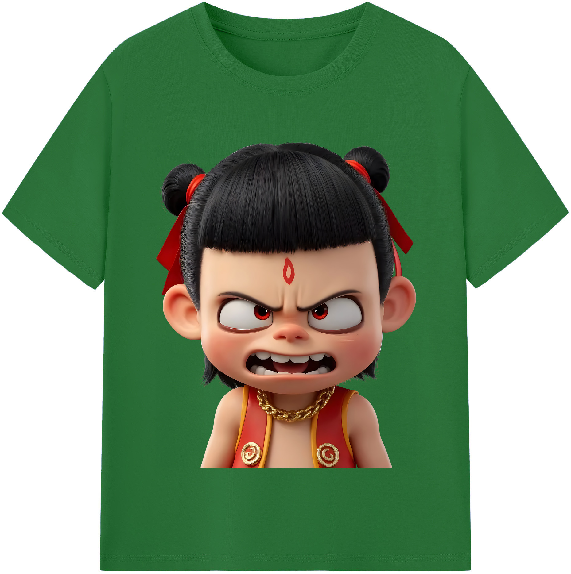 （画像用） Ne Zha 2 ナタ 魔童の大暴れ 綿100％半袖Tシャツ（フロントプリント）